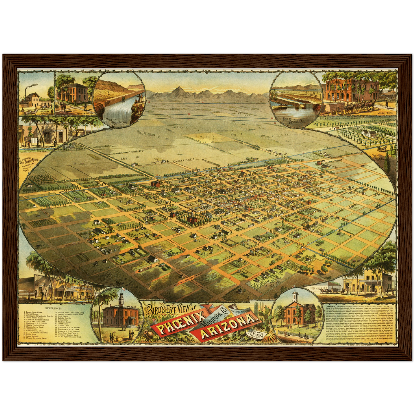 Historische Stadtansicht Phoenix um 1885