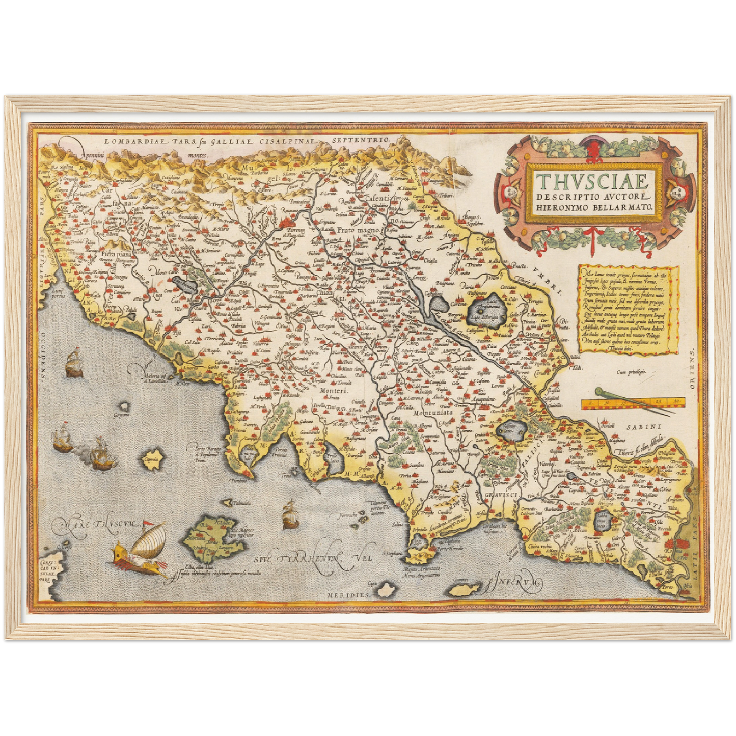 Historische Landkarte Toskana um 1609