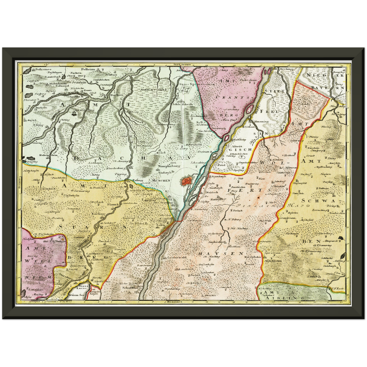 Historische Landkarte München um 1740