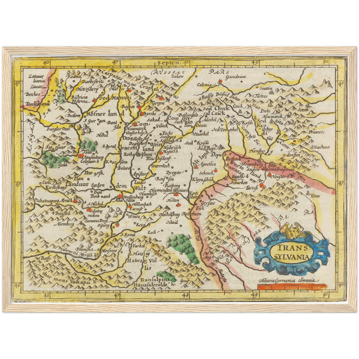 Historische Landkarte Transilvanien um 1609
