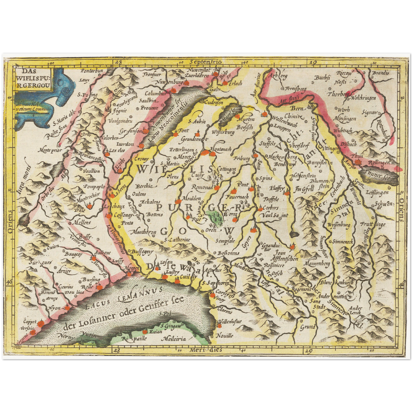 Historische Landkarte Wiflisburgergau um 1609