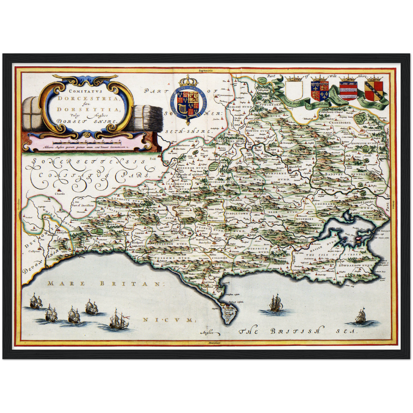 Historische Landkarte Dorset um 1646