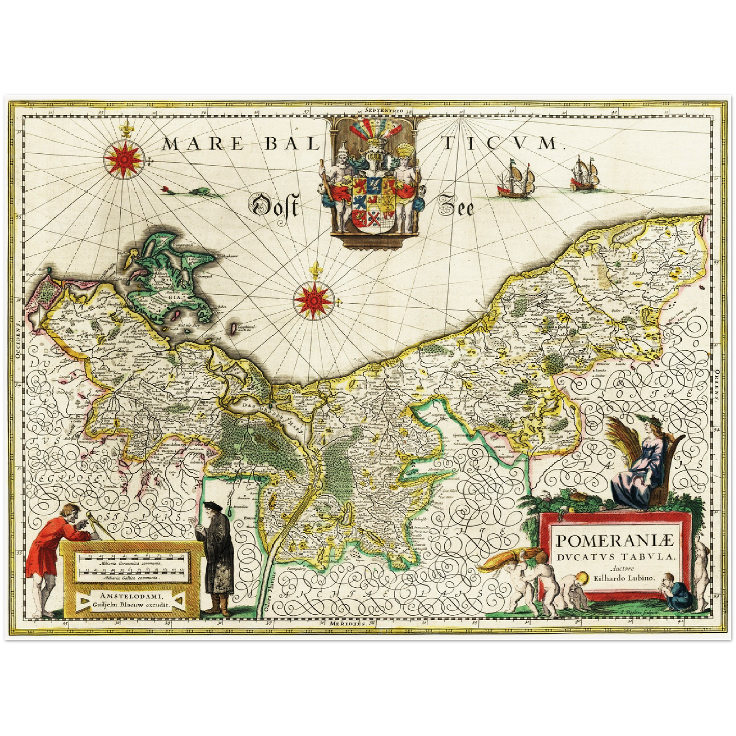 Historische Landkarte Pommern um 1647
