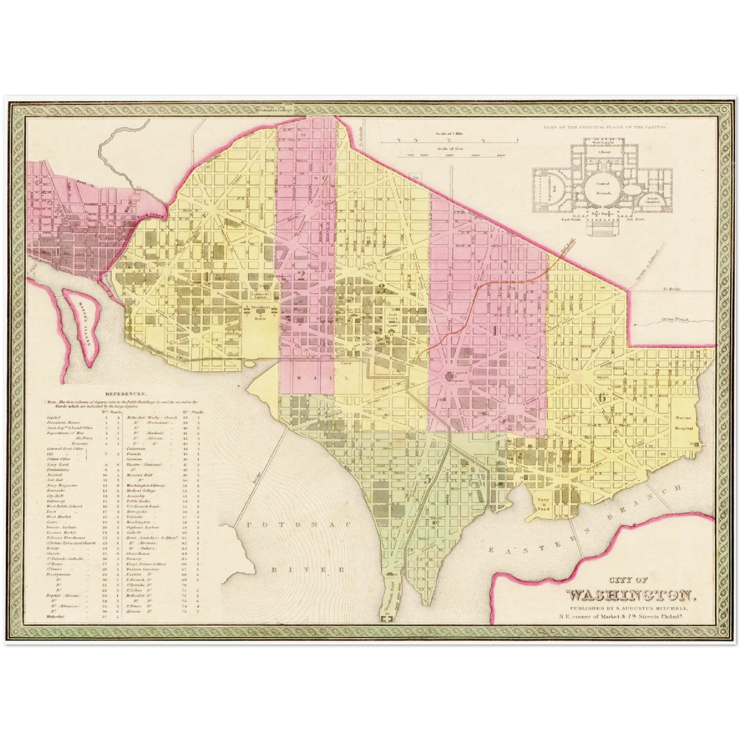 Historische Landkarte District of Columbia um 1849