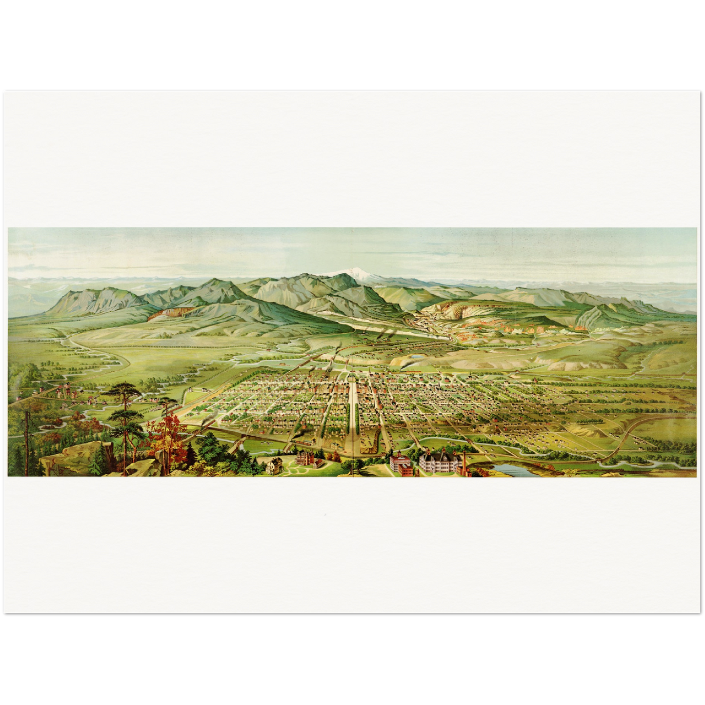 Historische Stadtansicht Colorado Springs um 1890