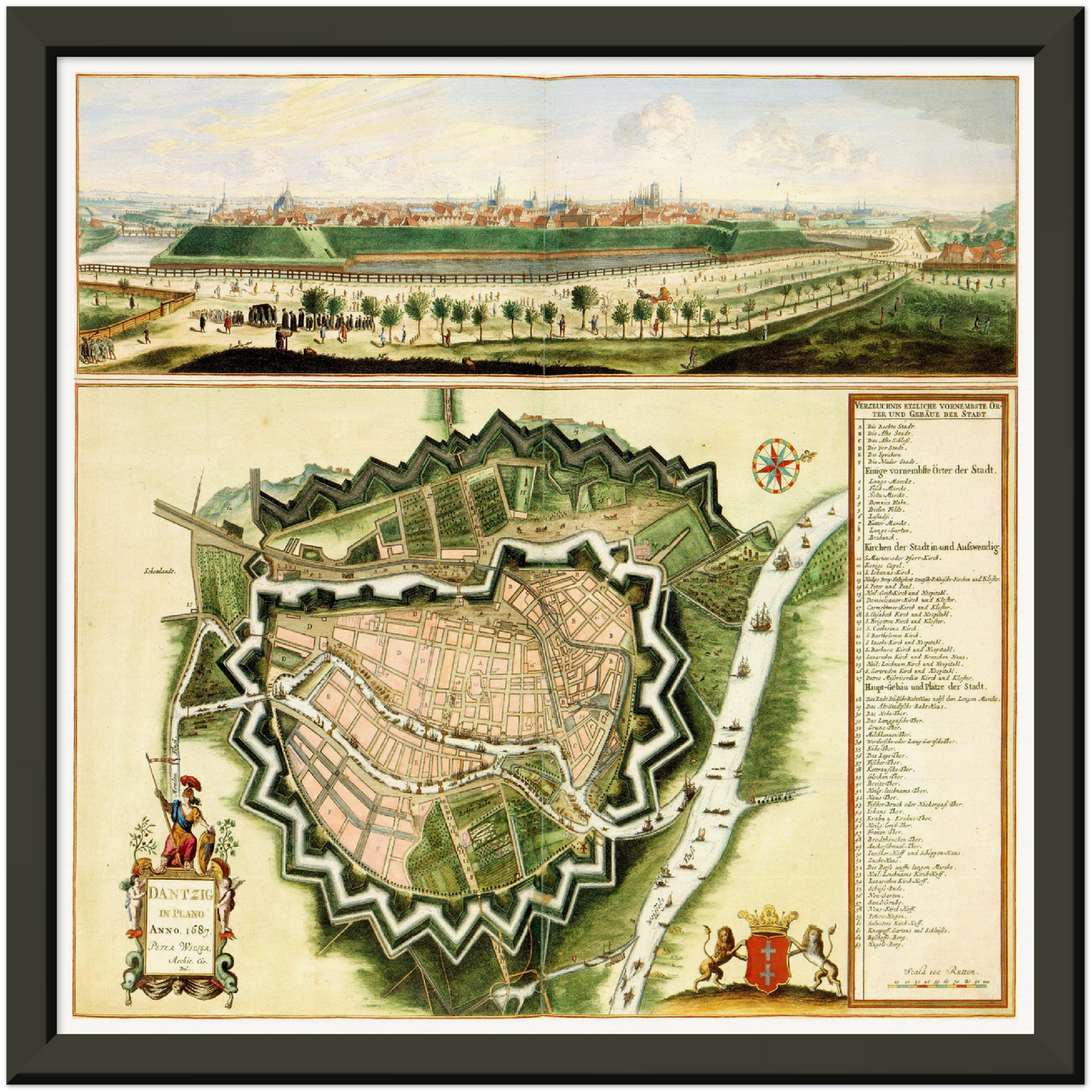 Historische Stadtansicht Danzig um 1690
