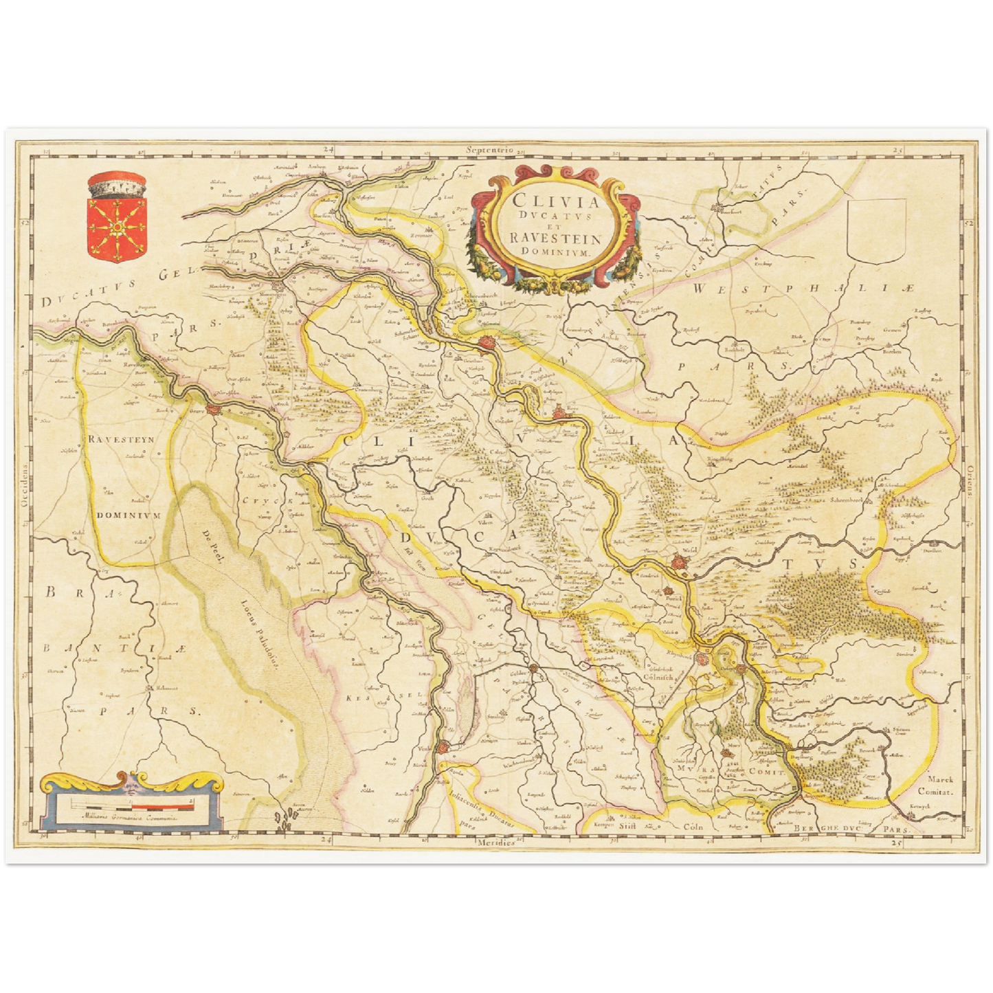 Historische Landkarte Niederrhein um 1635