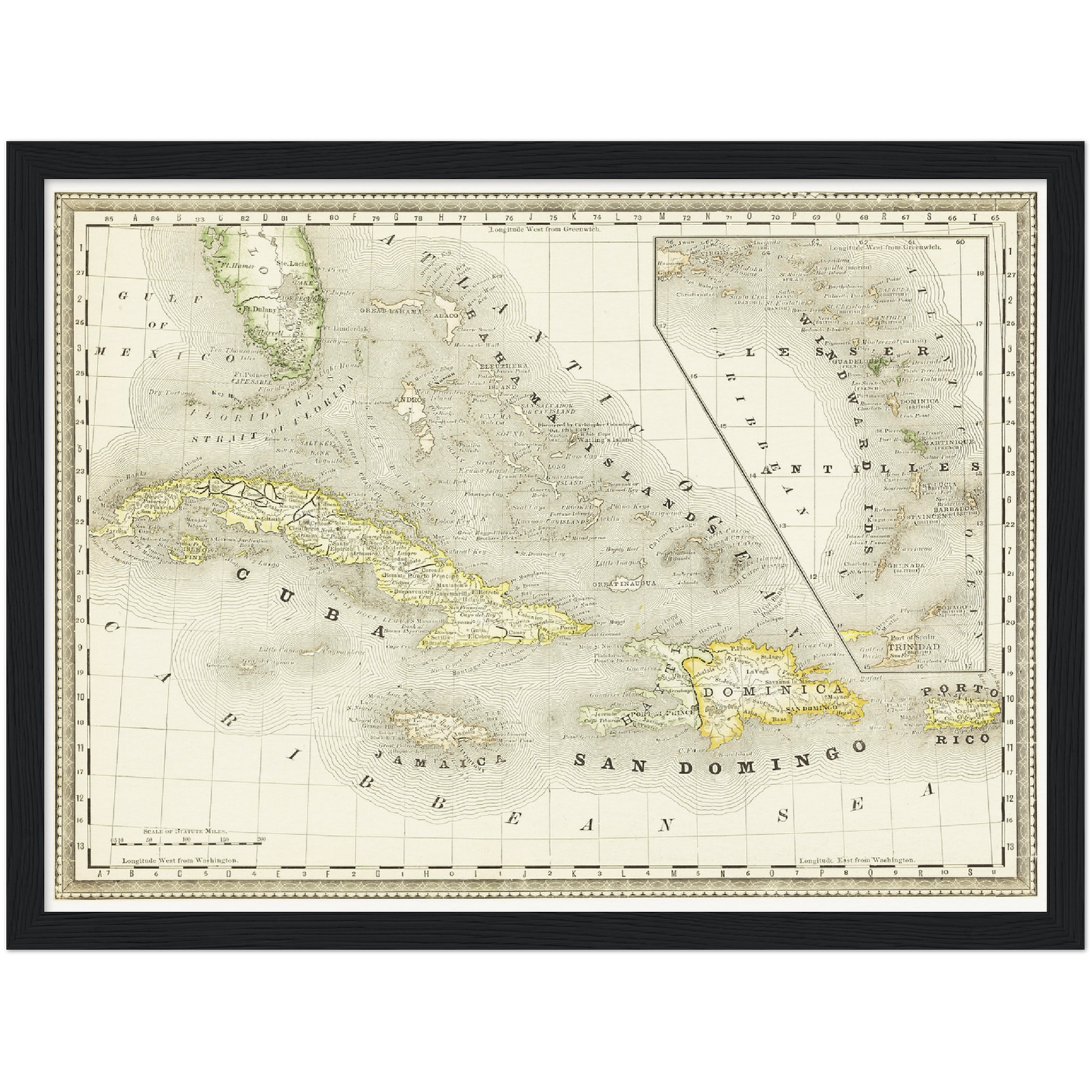 Historische Landkarte Kuba um 1882