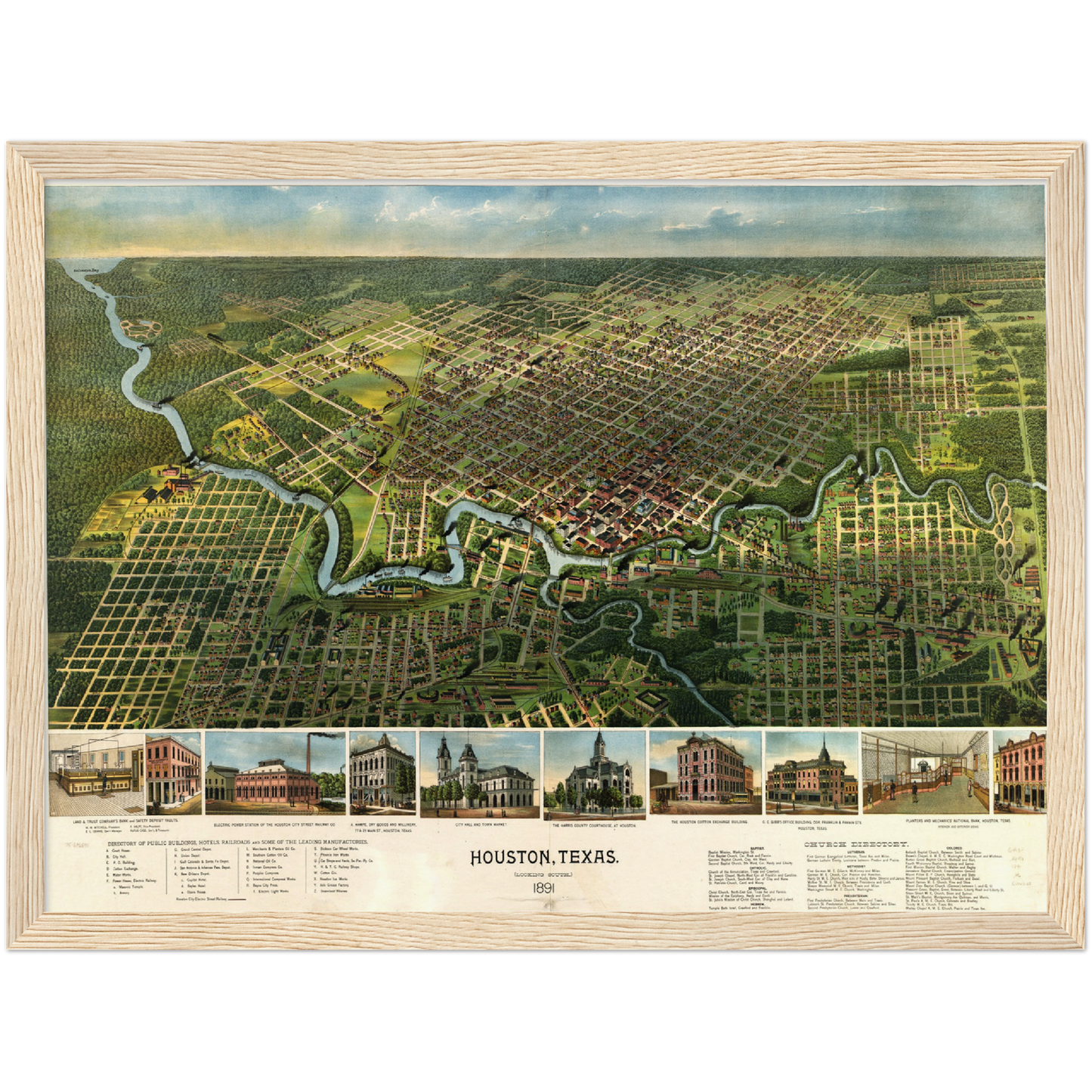 Historische Stadtansicht Houston um 1891