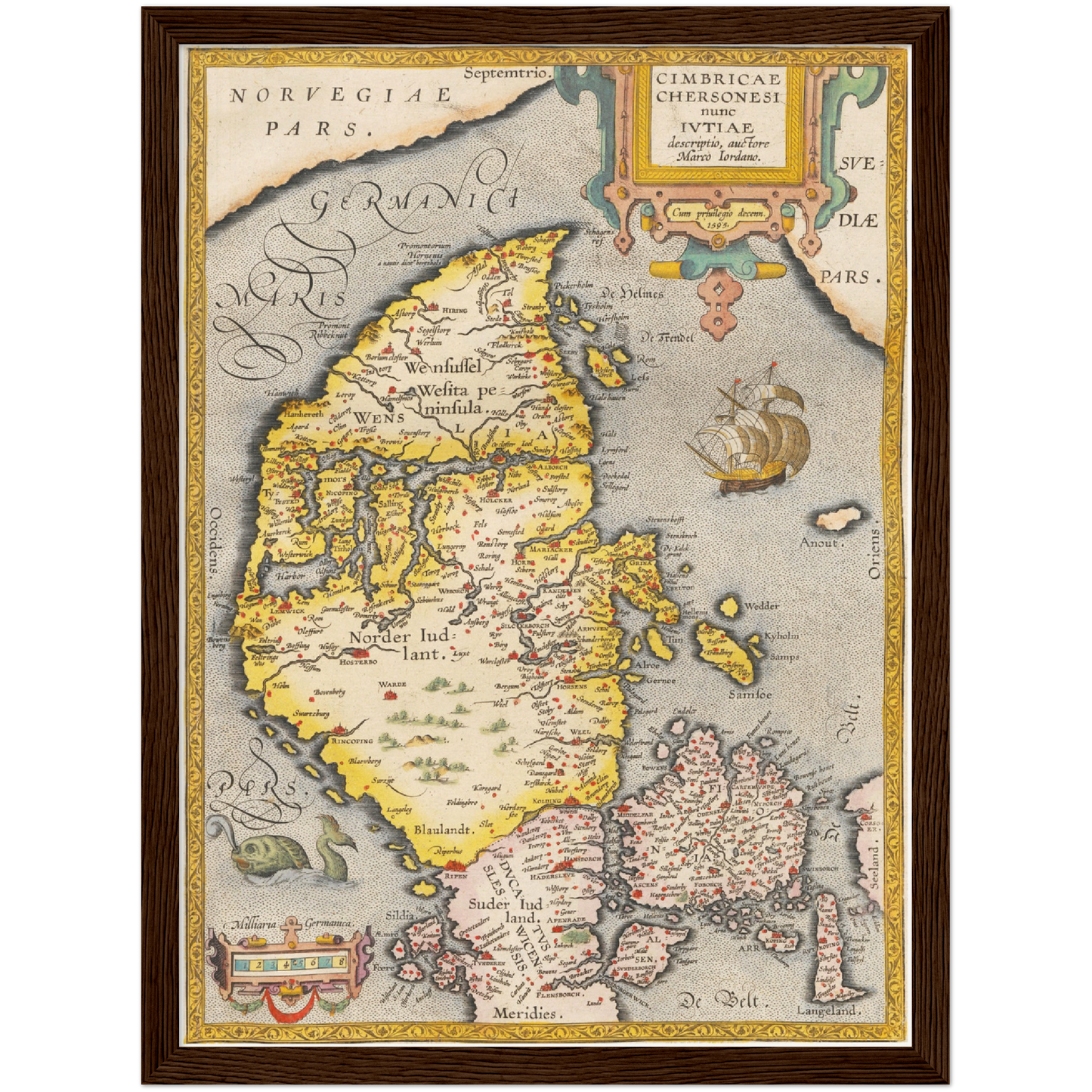 Historische Landkarte Jutland um 1609
