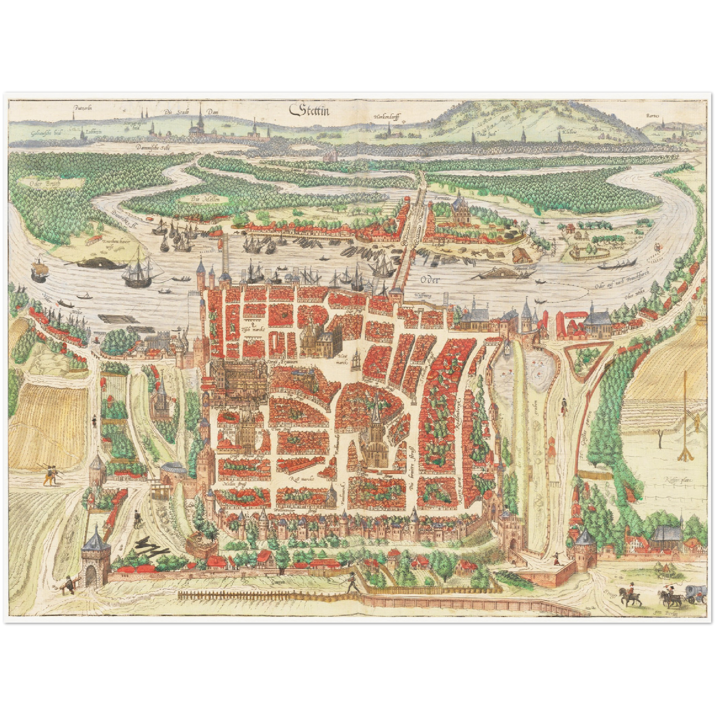 Historische Stadtansicht Stettin um 1592