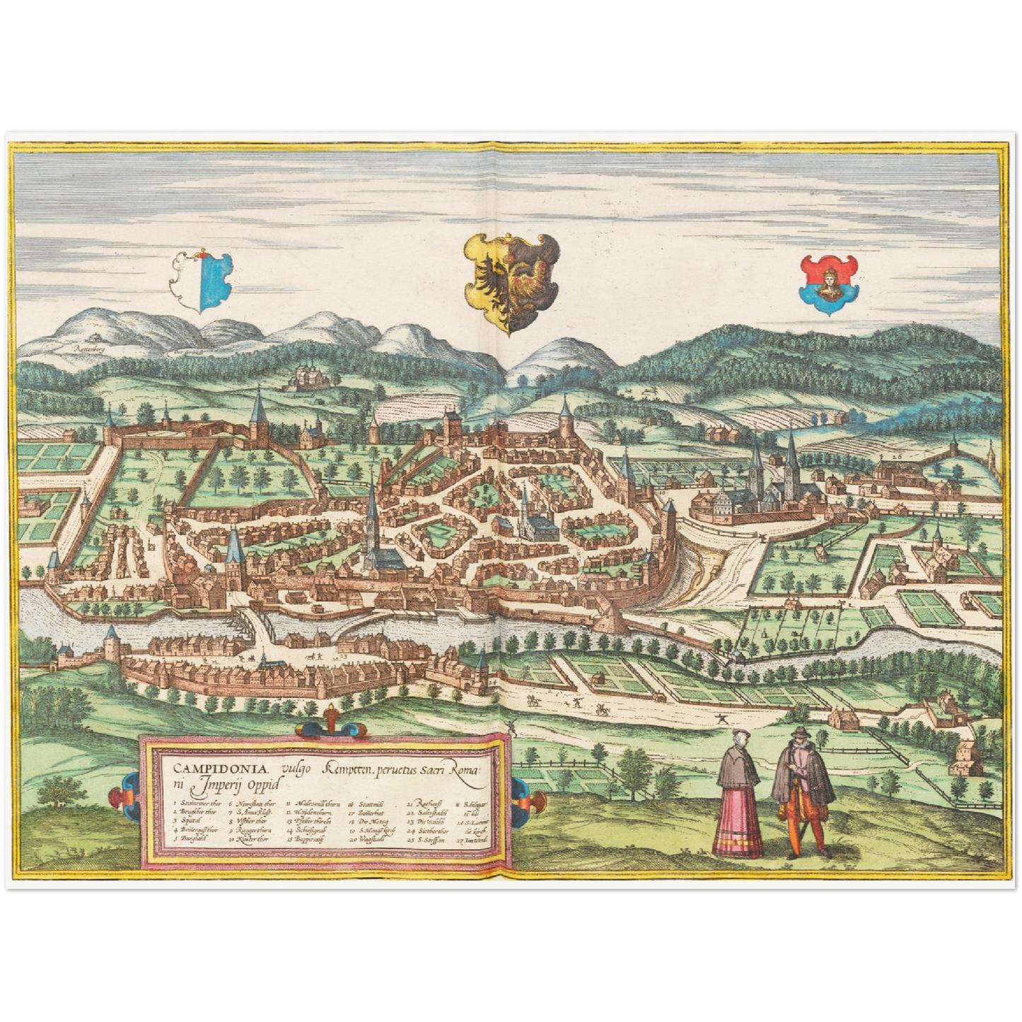 Historische Stadtansicht Kempten um 1575