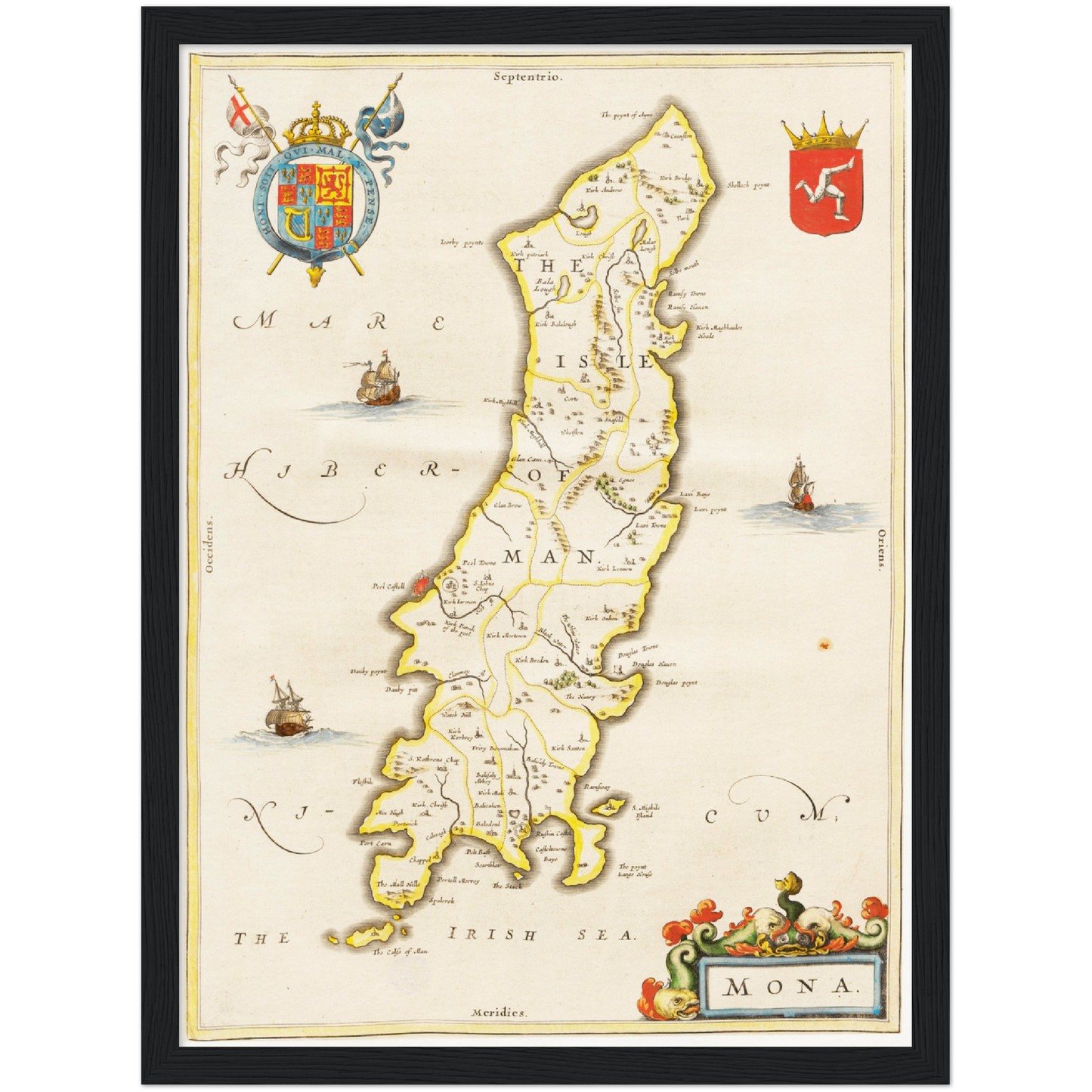Historische Landkarte Isle of Man um 1635