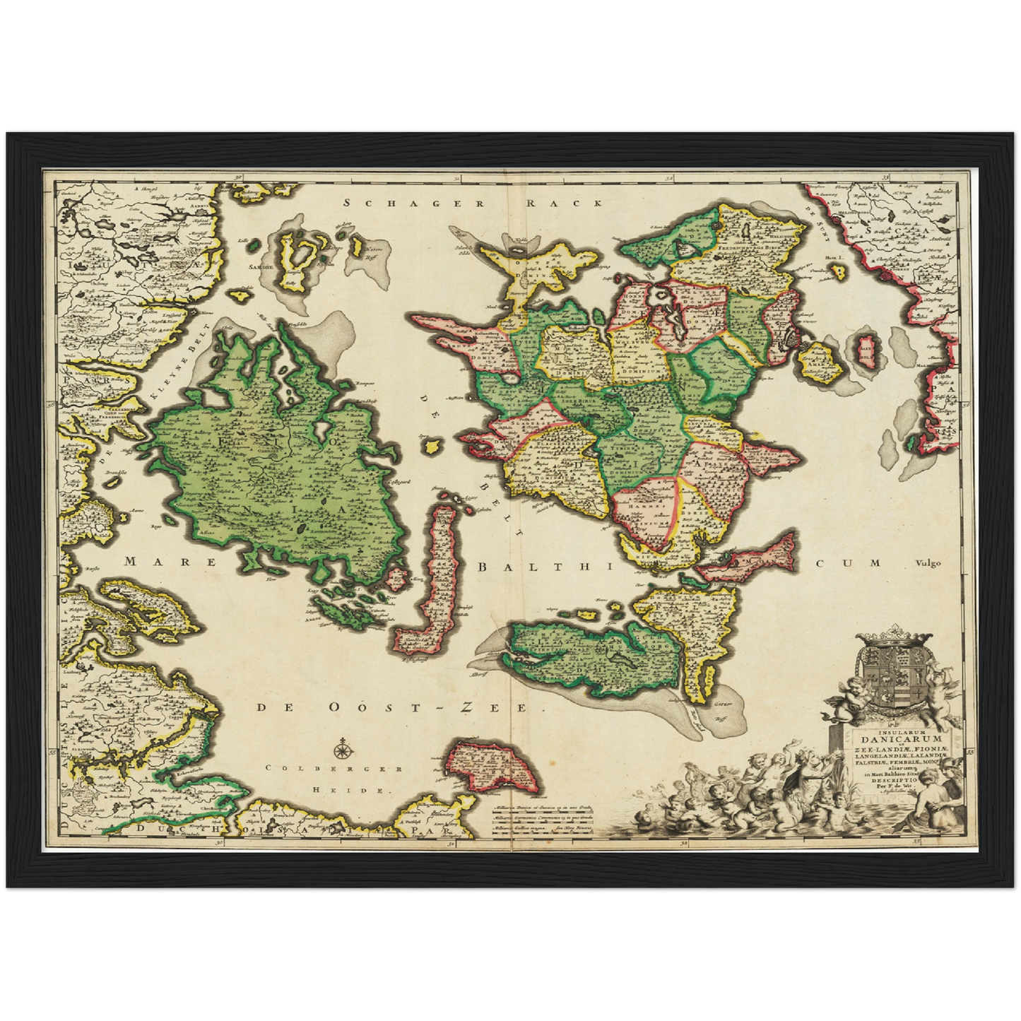 Historische Landkarte Dänische Inseln um 1688
