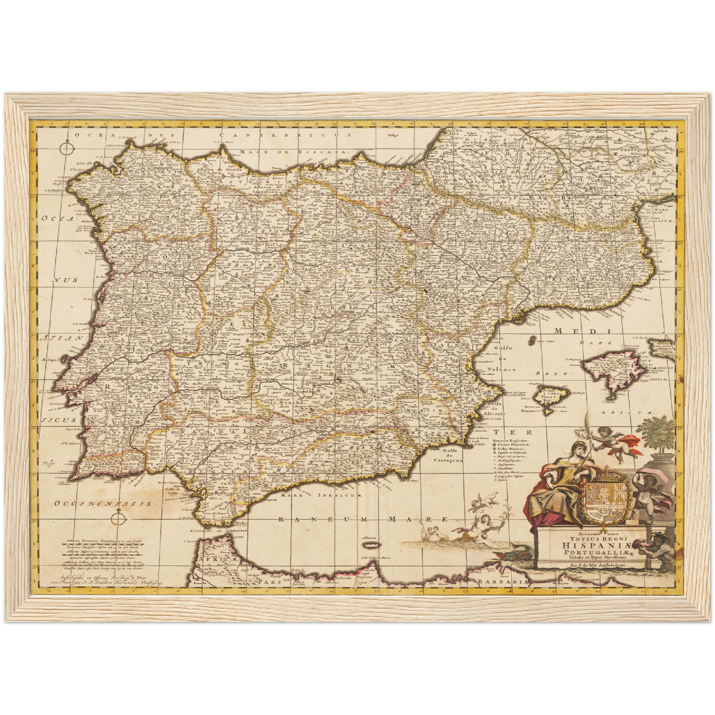 Historische Landkarte Spanien um 1698
