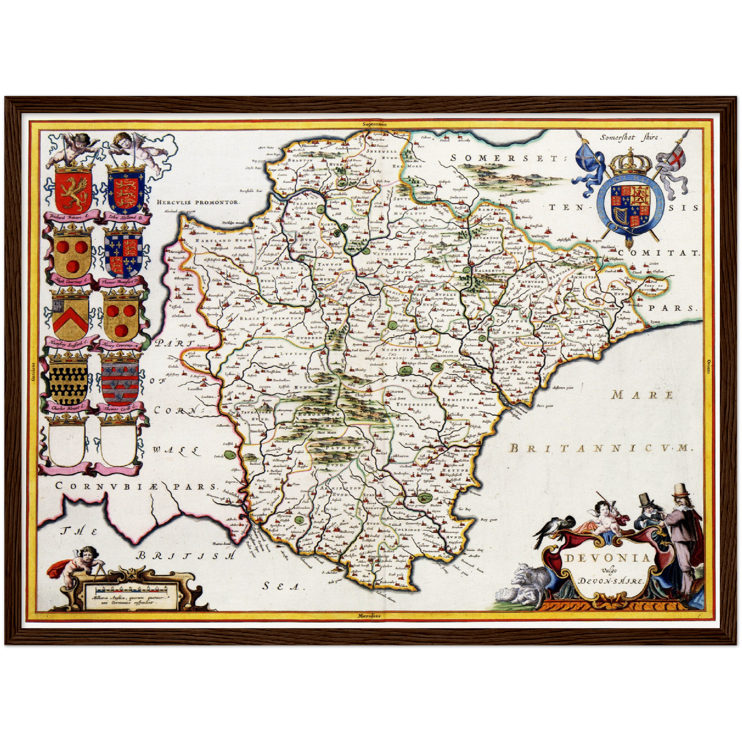 Historische Landkarte Devon um 1646