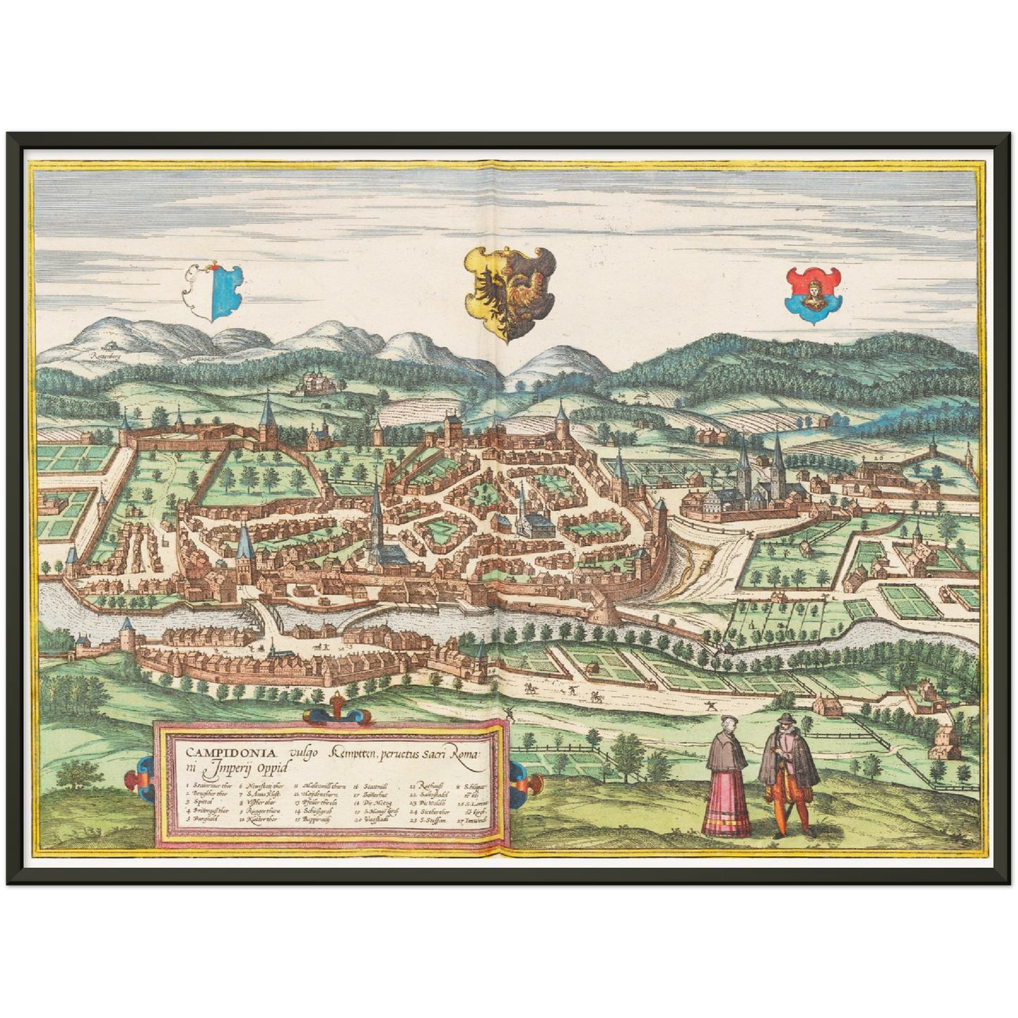 Historische Stadtansicht Kempten um 1575