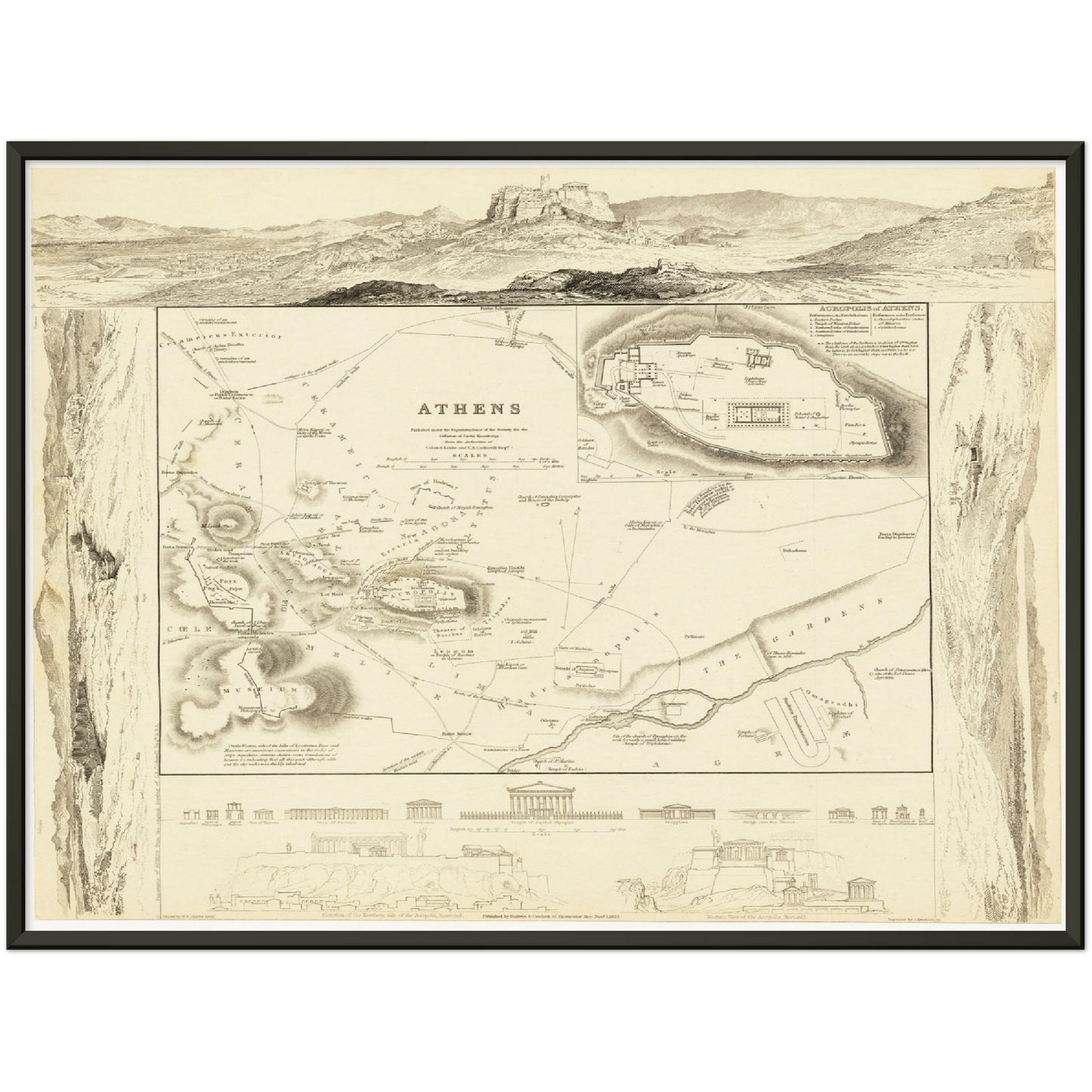Historischer Stadtplan Athen um 1832