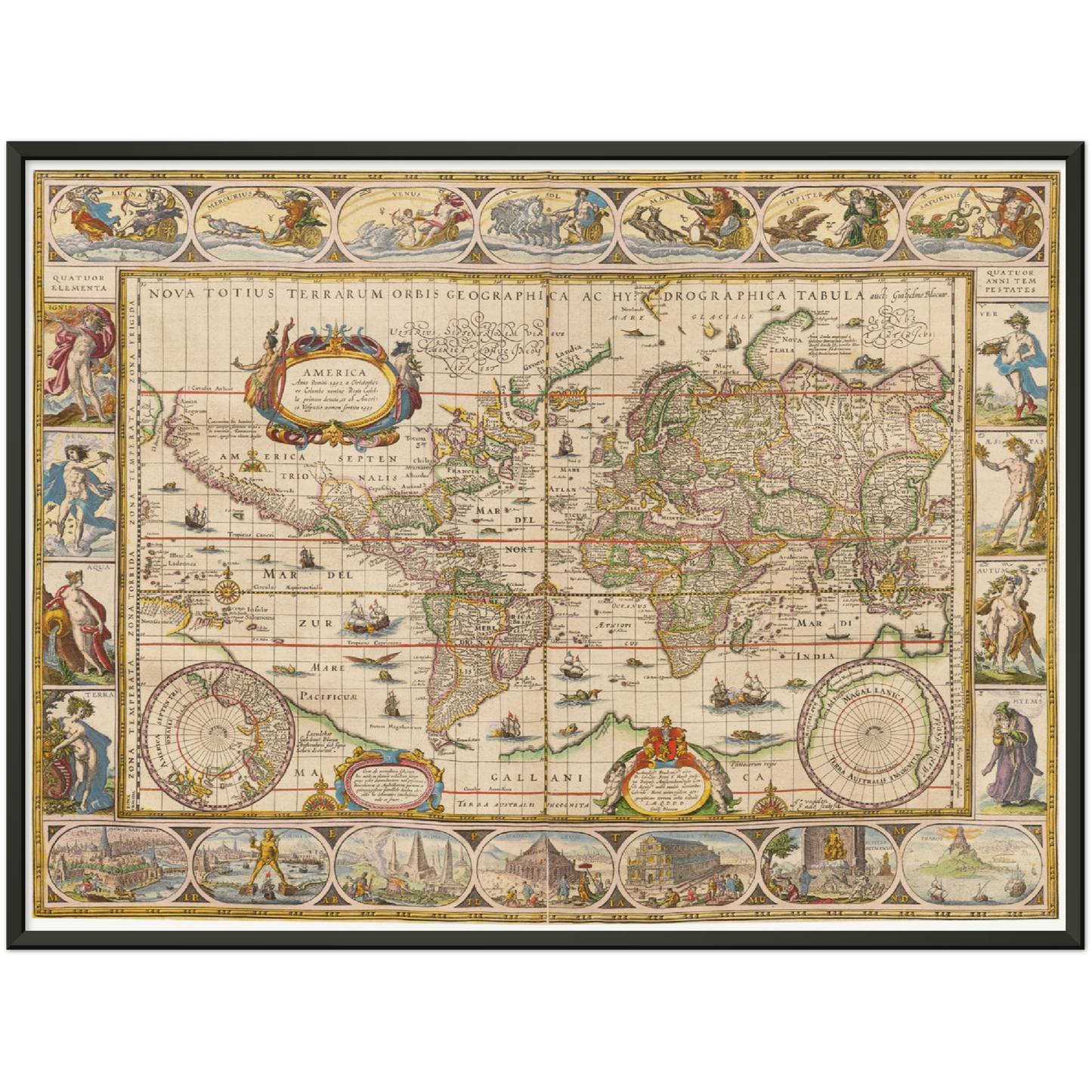 Historische Weltkarte um 1635