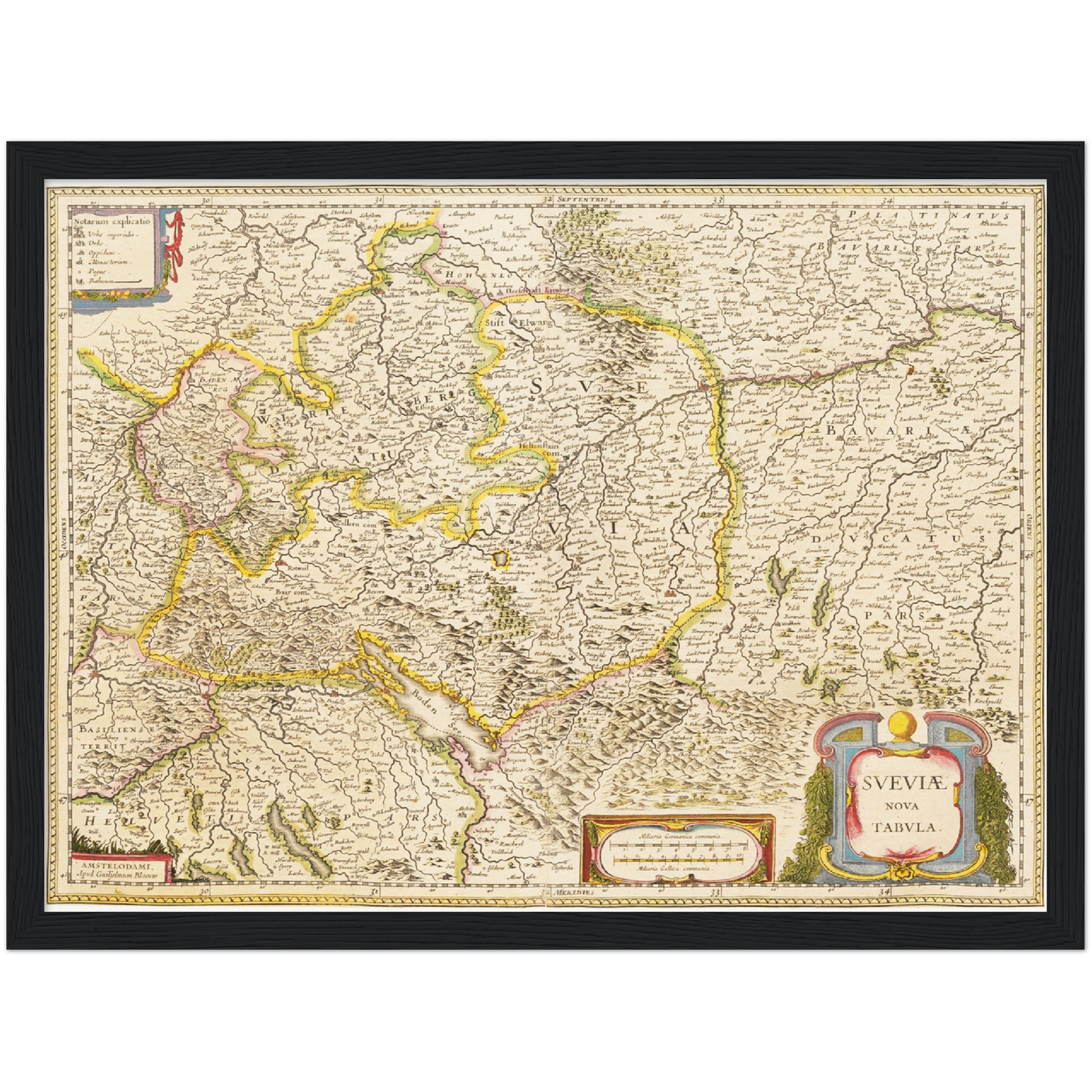 Historische Landkarte Schwaben um 1635