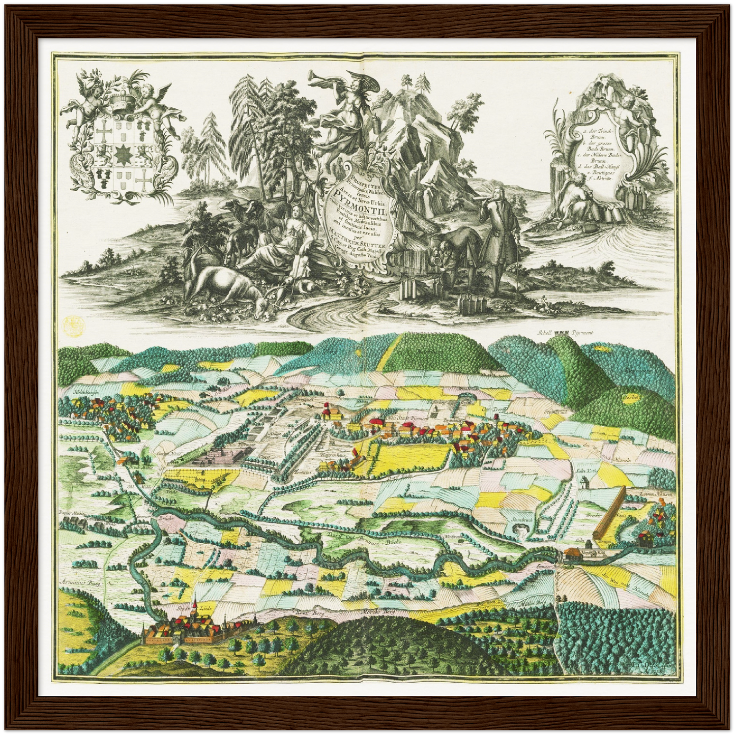Historische Stadtansicht Bad Pyrmont um 1750