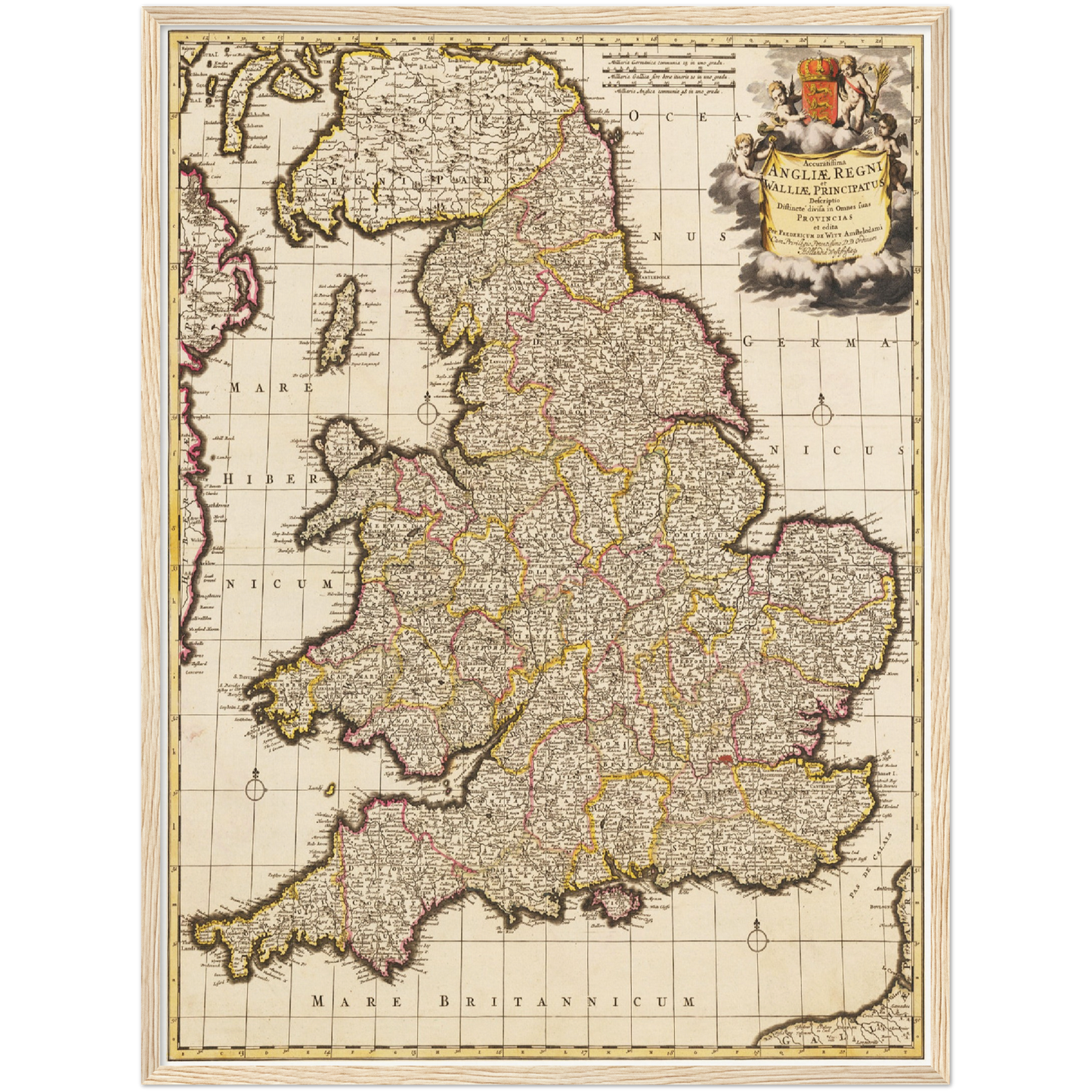 Historische Landkarte England um 1698