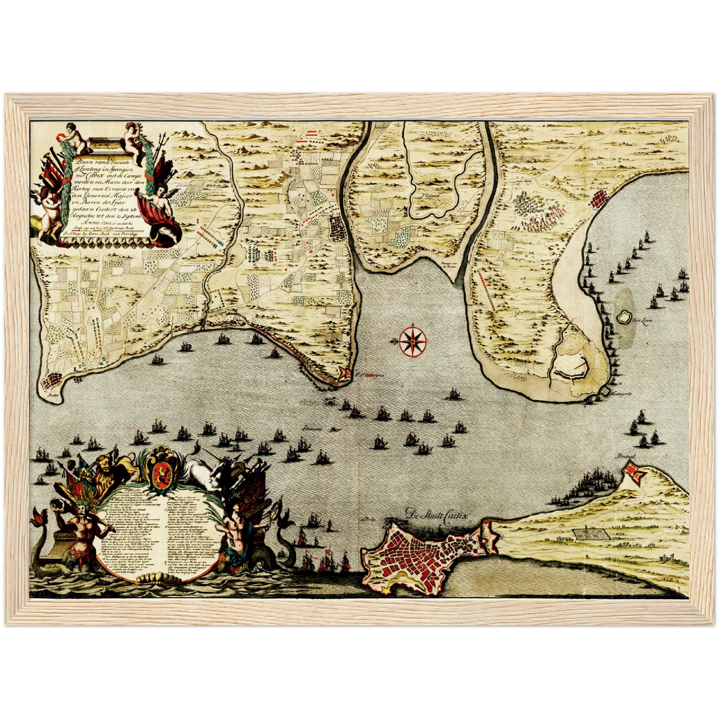 Historischer Stadtplan Cadiz um 1700