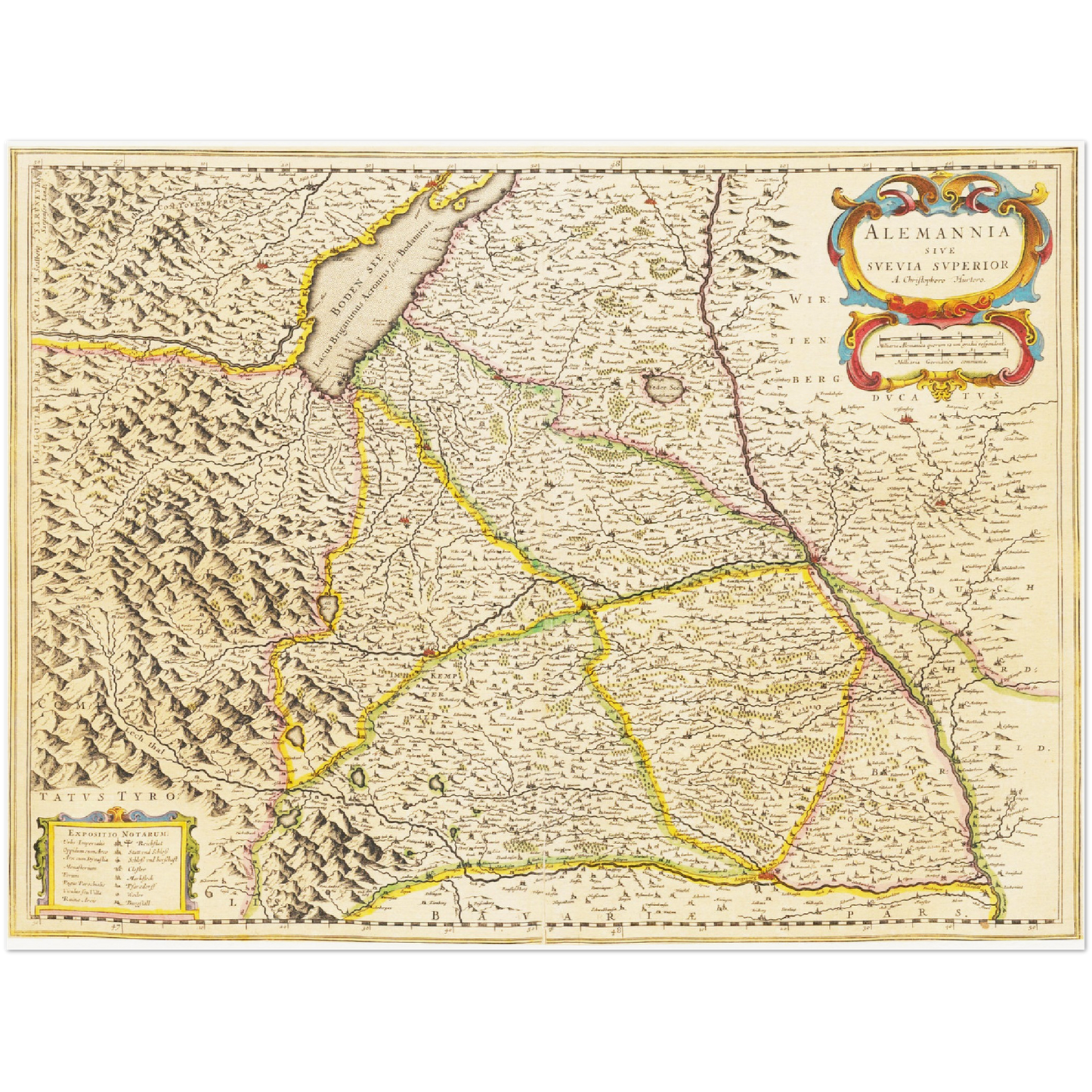Historische Landkarte Oberschwaben um 1635