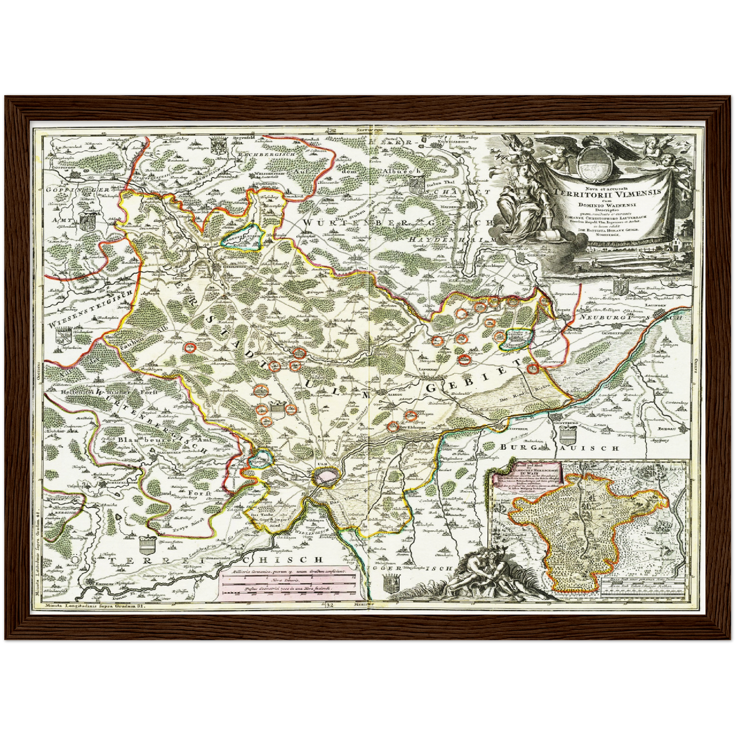 Historische Landkarte Ulm um 1712