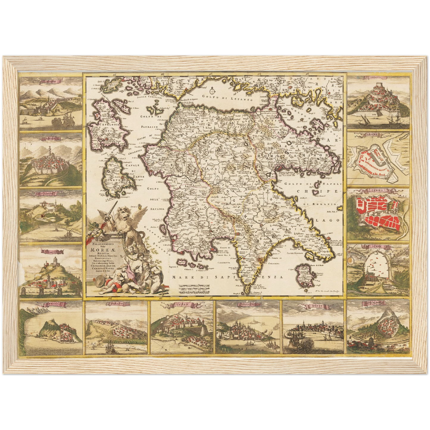 Historische Landkarte Peloponnes um 1698