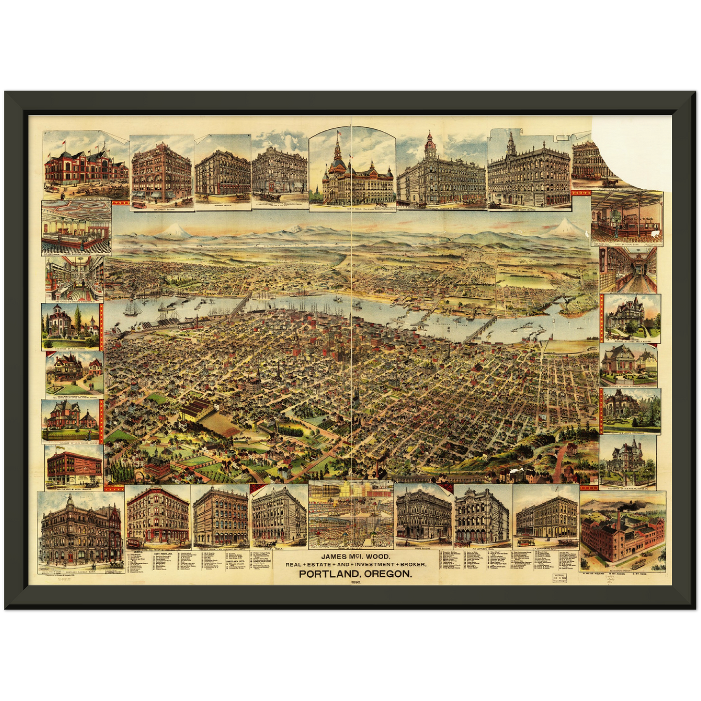 Historische Stadtansicht Portland um 1890
