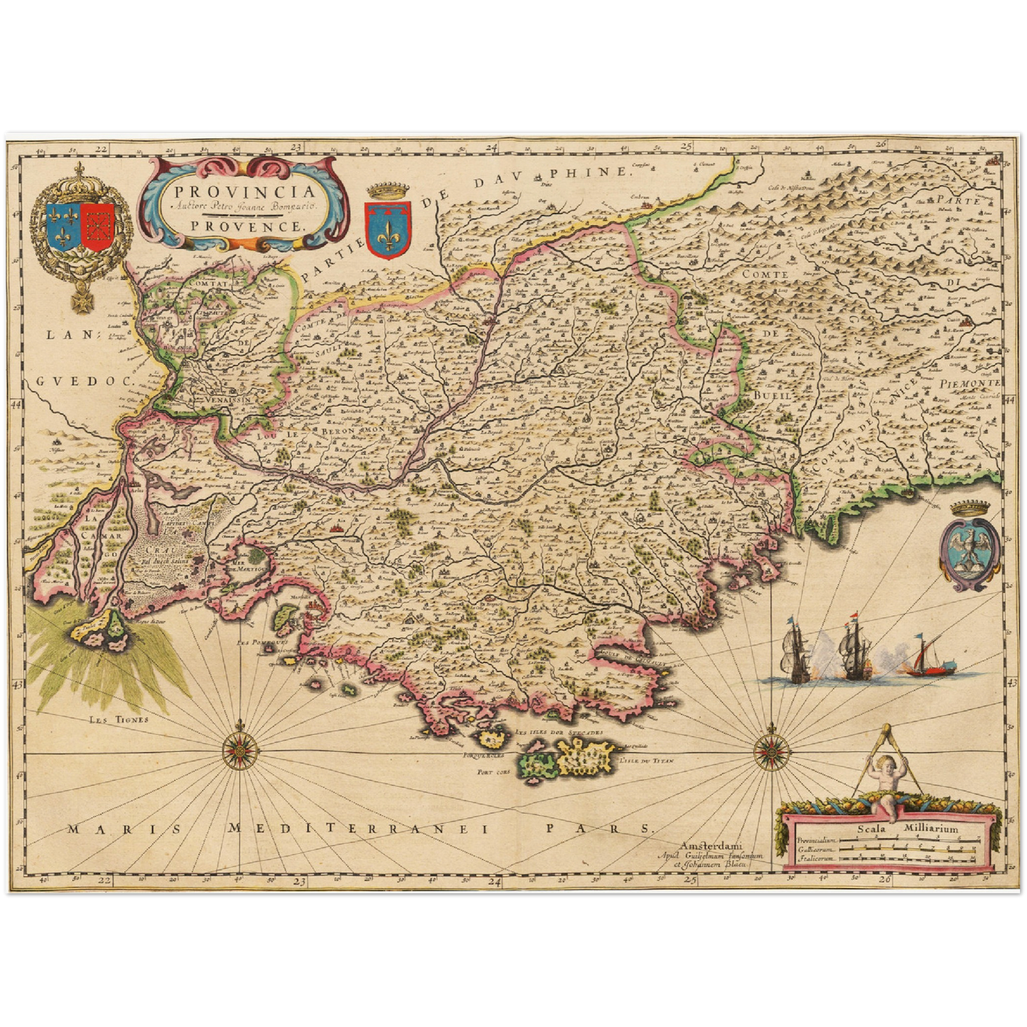 Historische Landkarte Provence um 1635