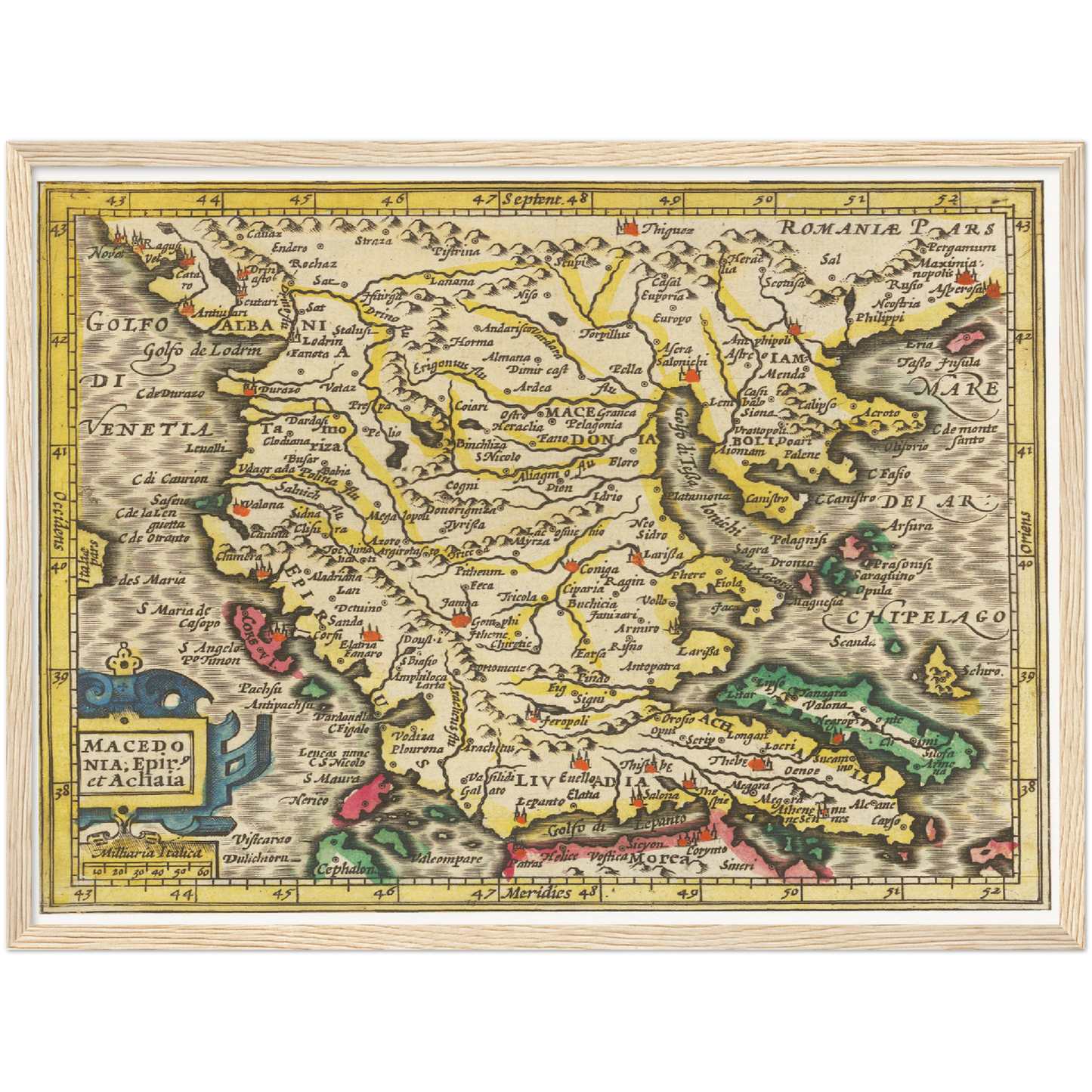 Historische Landkarte Mazedonien um 1609