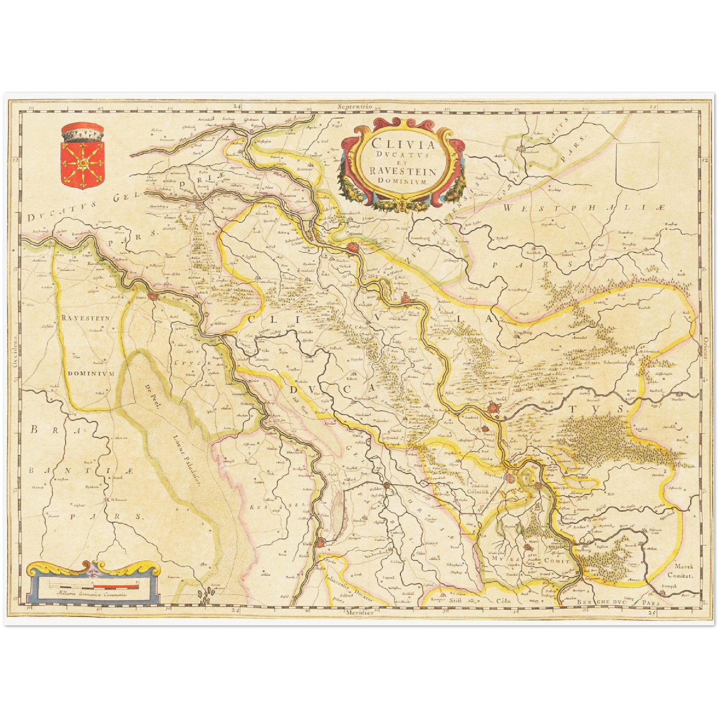Historische Landkarte Niederrhein um 1635