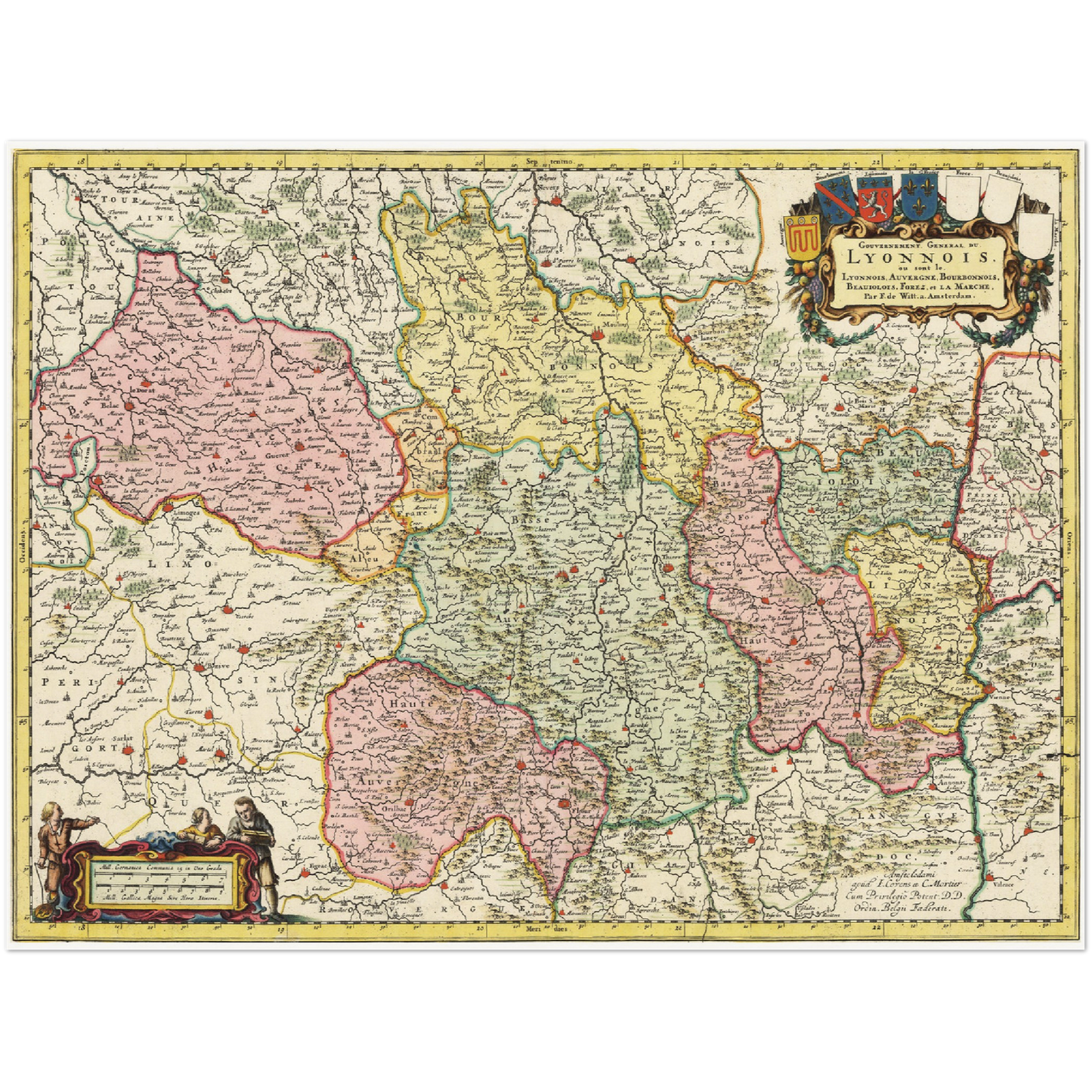 Historische Landkarte Auvergne um 1720