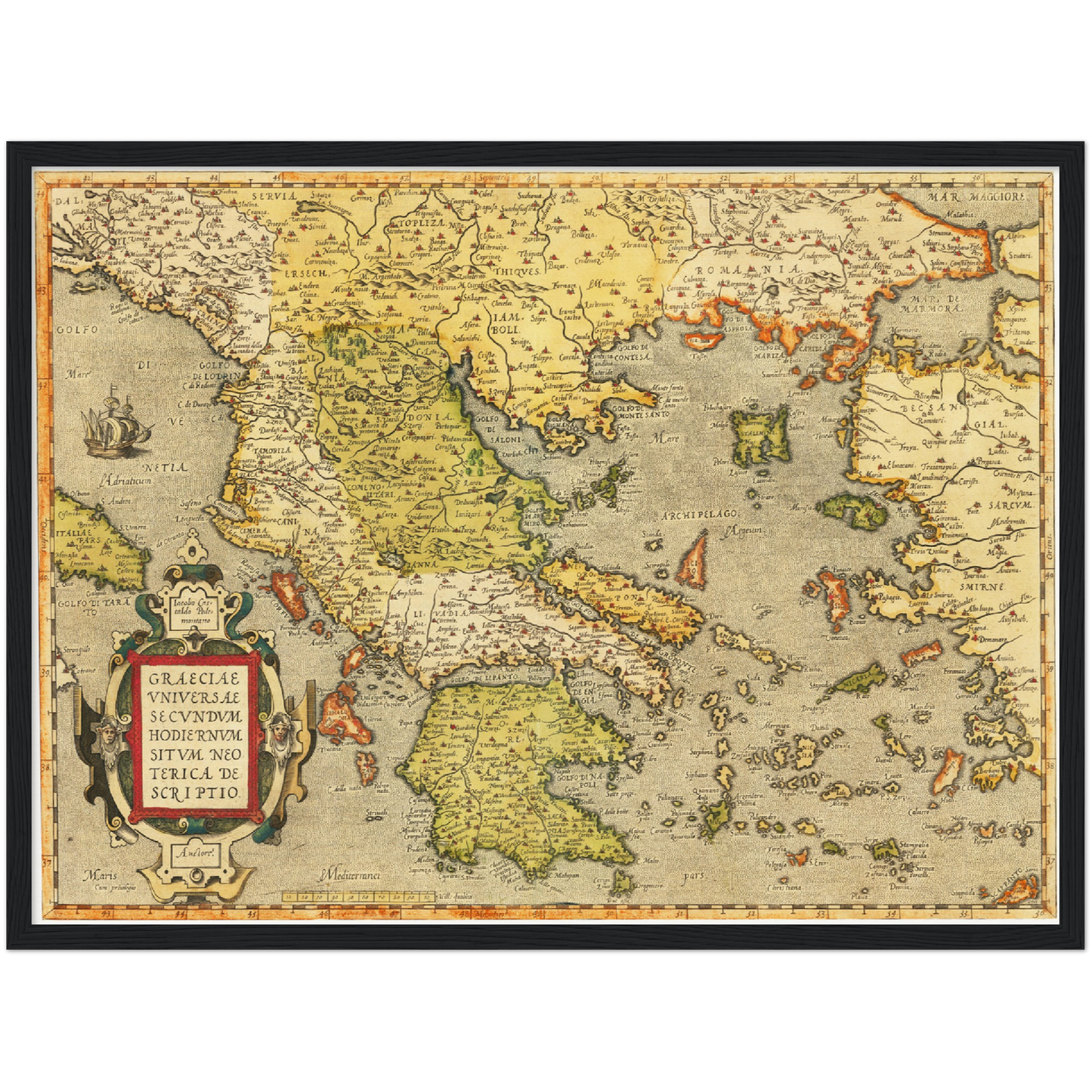 Historische Landkarte Griechenland um 1609