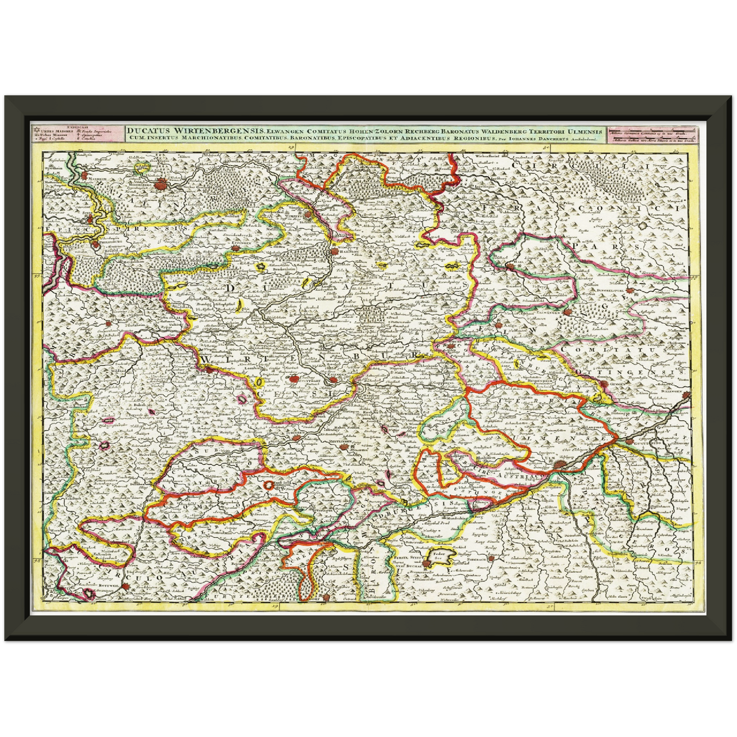 Historische Landkarte Württemberg um 1680