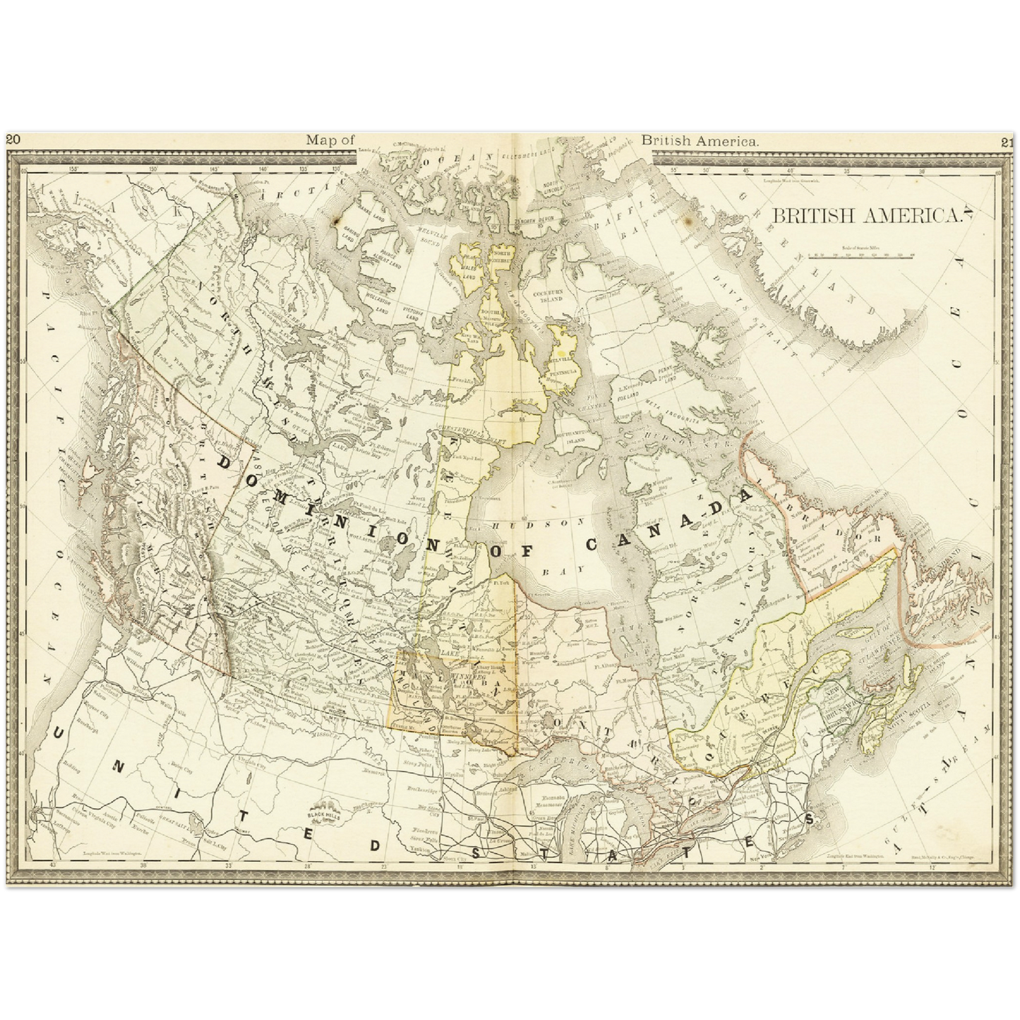 Historische Landkarte Kanada um 1882