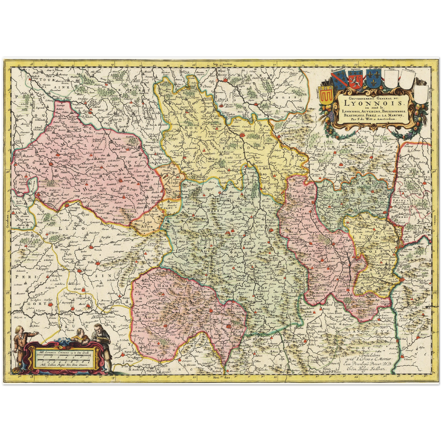 Historische Landkarte Auvergne um 1720