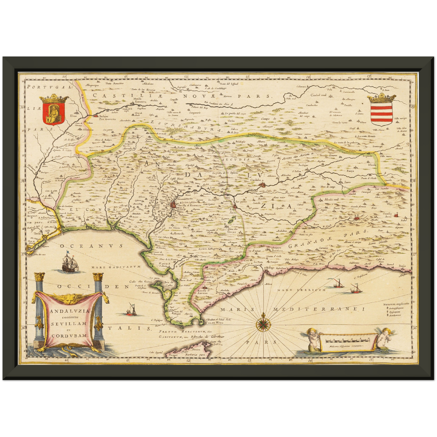Historische Landkarte Andalusien um 1635