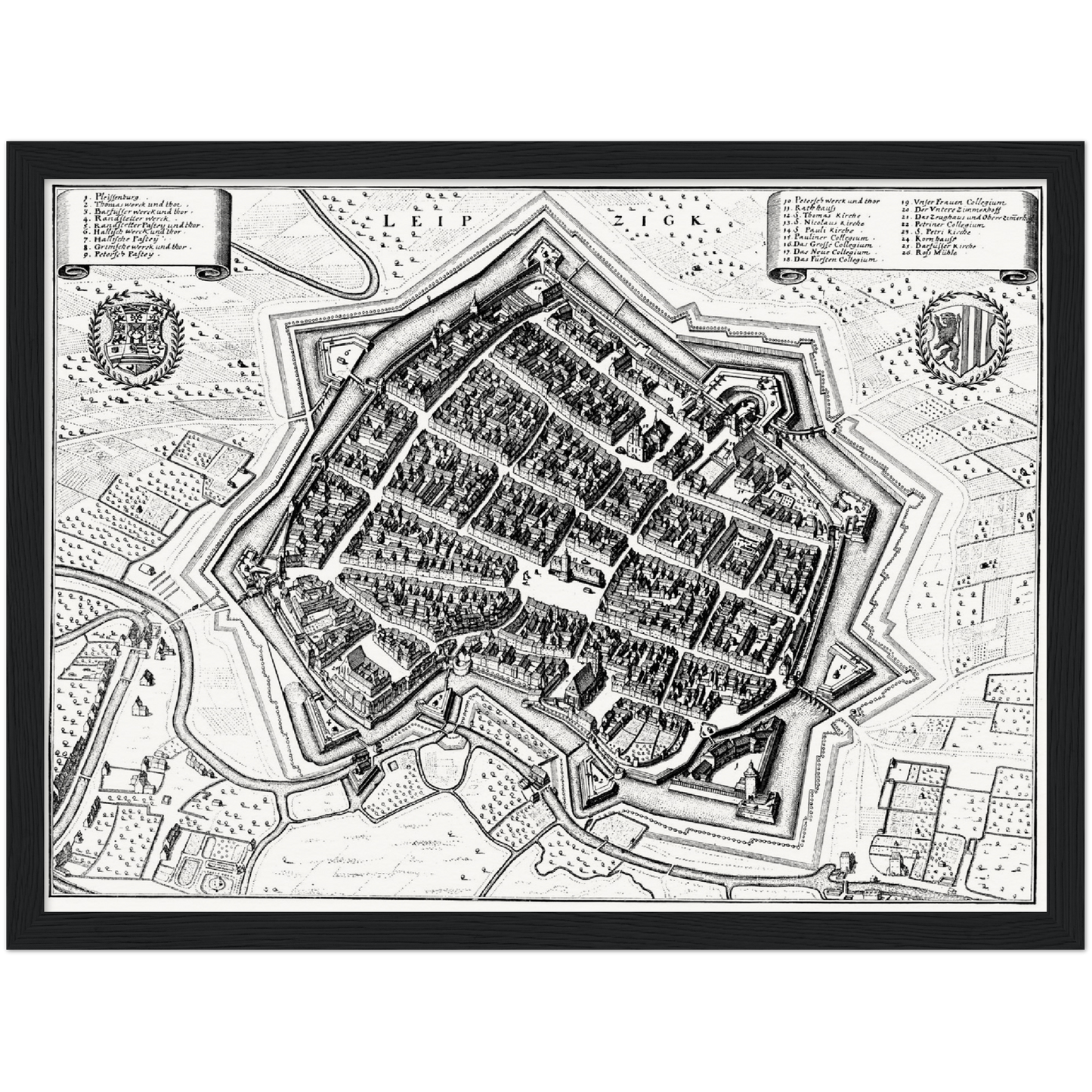Historischer Stadtplan Leipzig um 1650