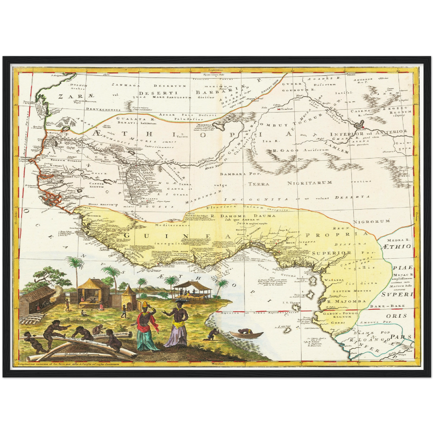 Historische Landkarte Westafrika um 1743