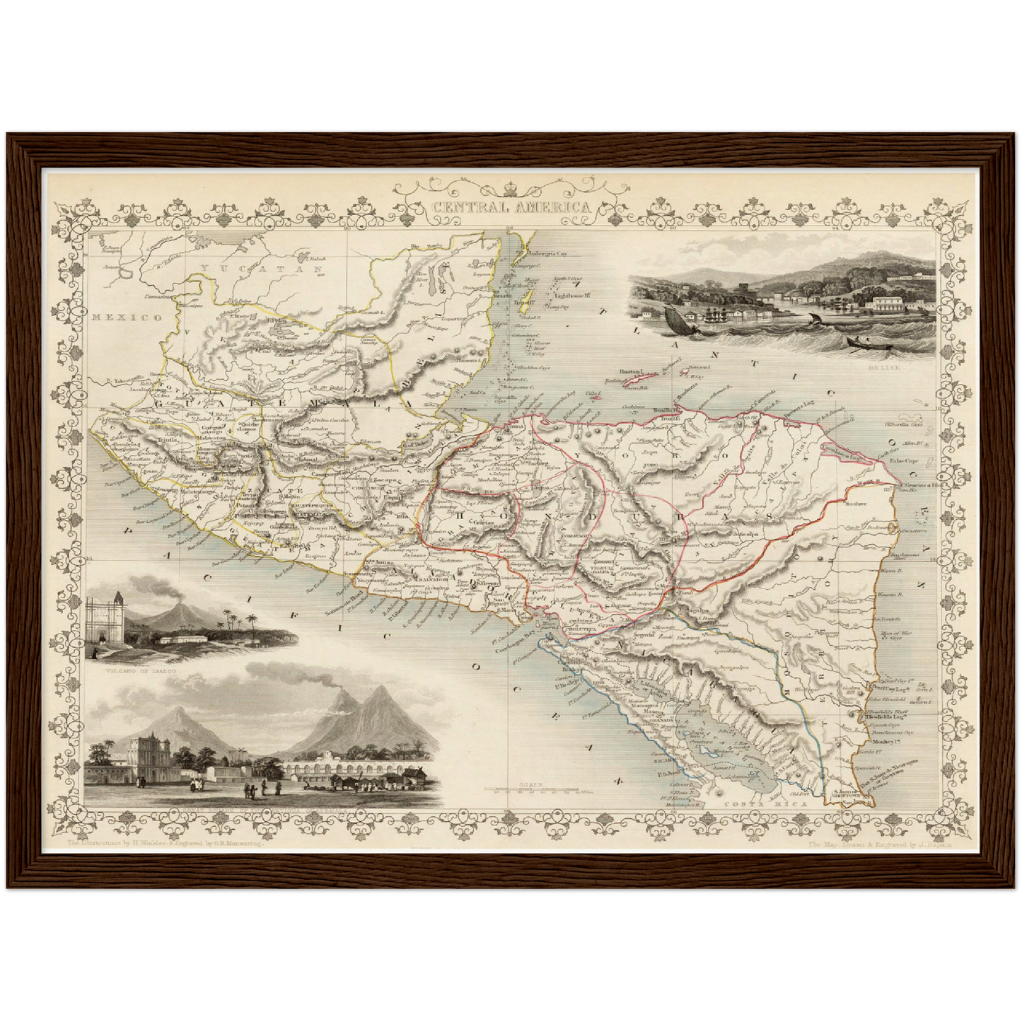 Historische Landkarte Mittelamerika um 1850