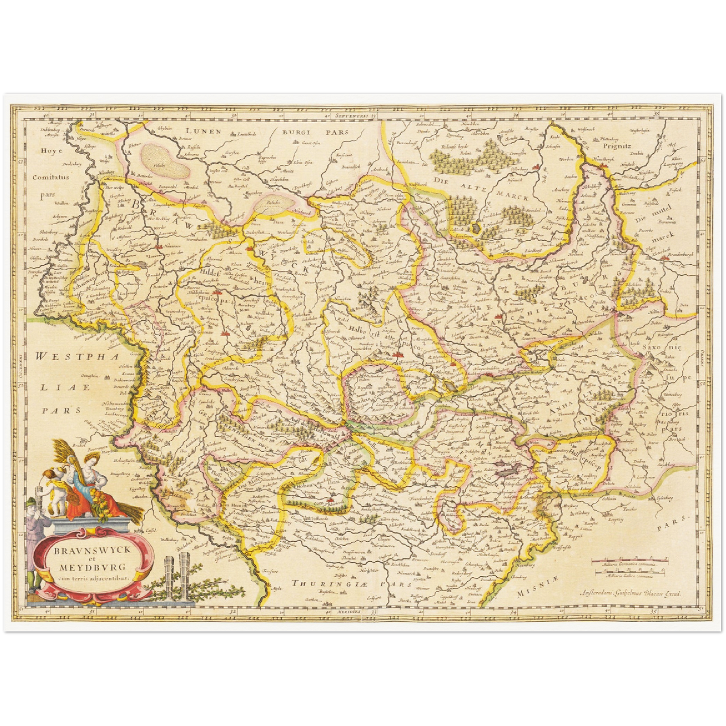 Historische Landkarte Braunschweig um 1635