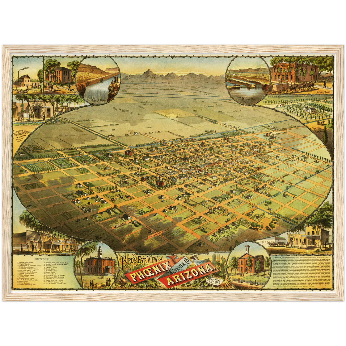 Historische Stadtansicht Phoenix um 1885