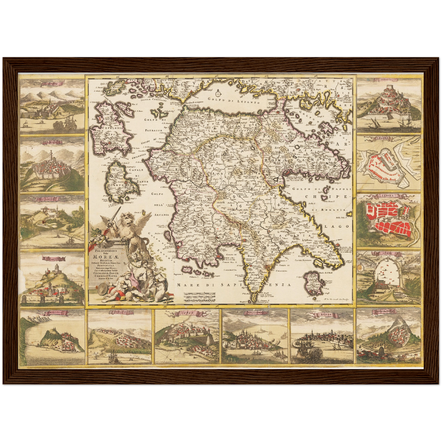 Historische Landkarte Peloponnes um 1698