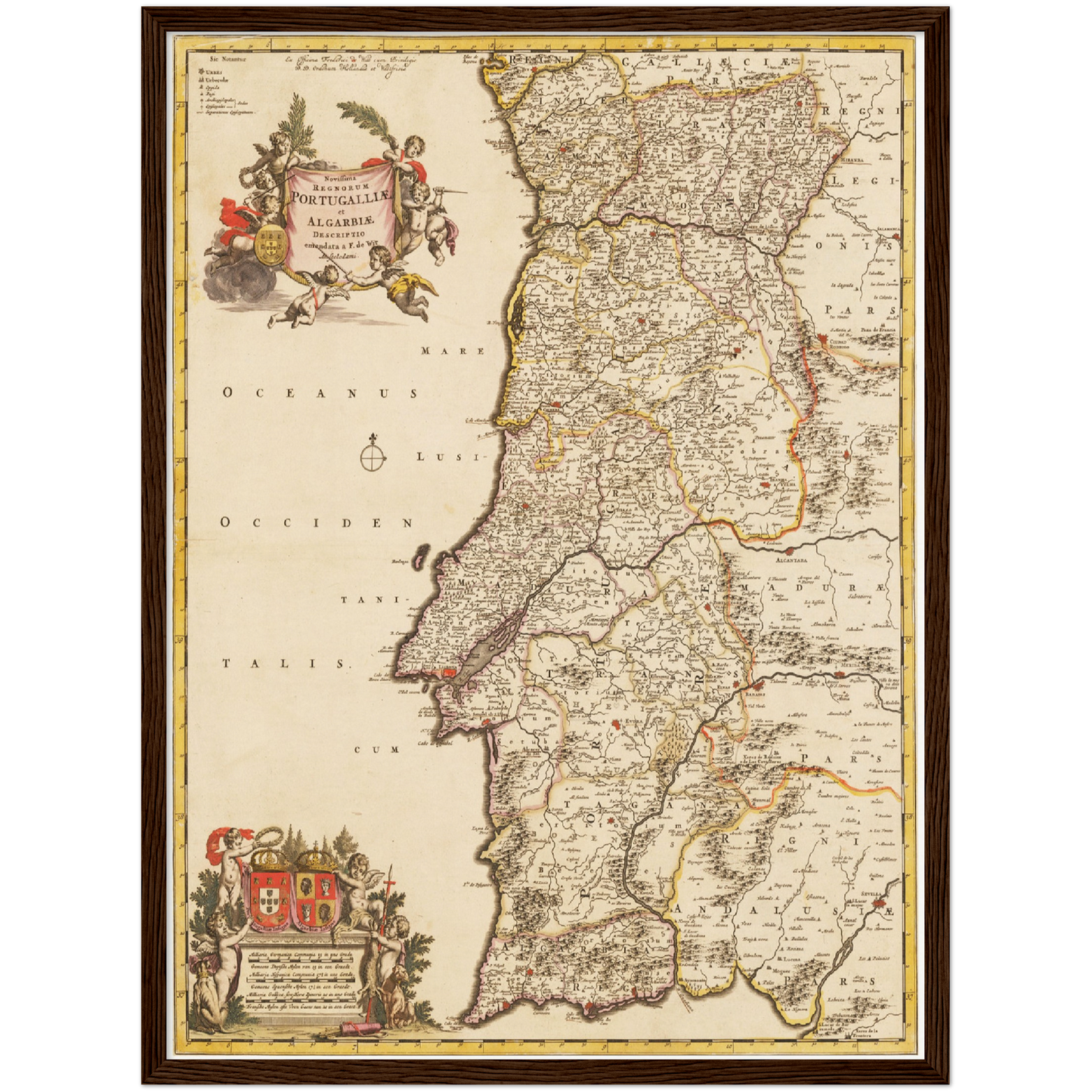 Historische Landkarte Portugal um 1698