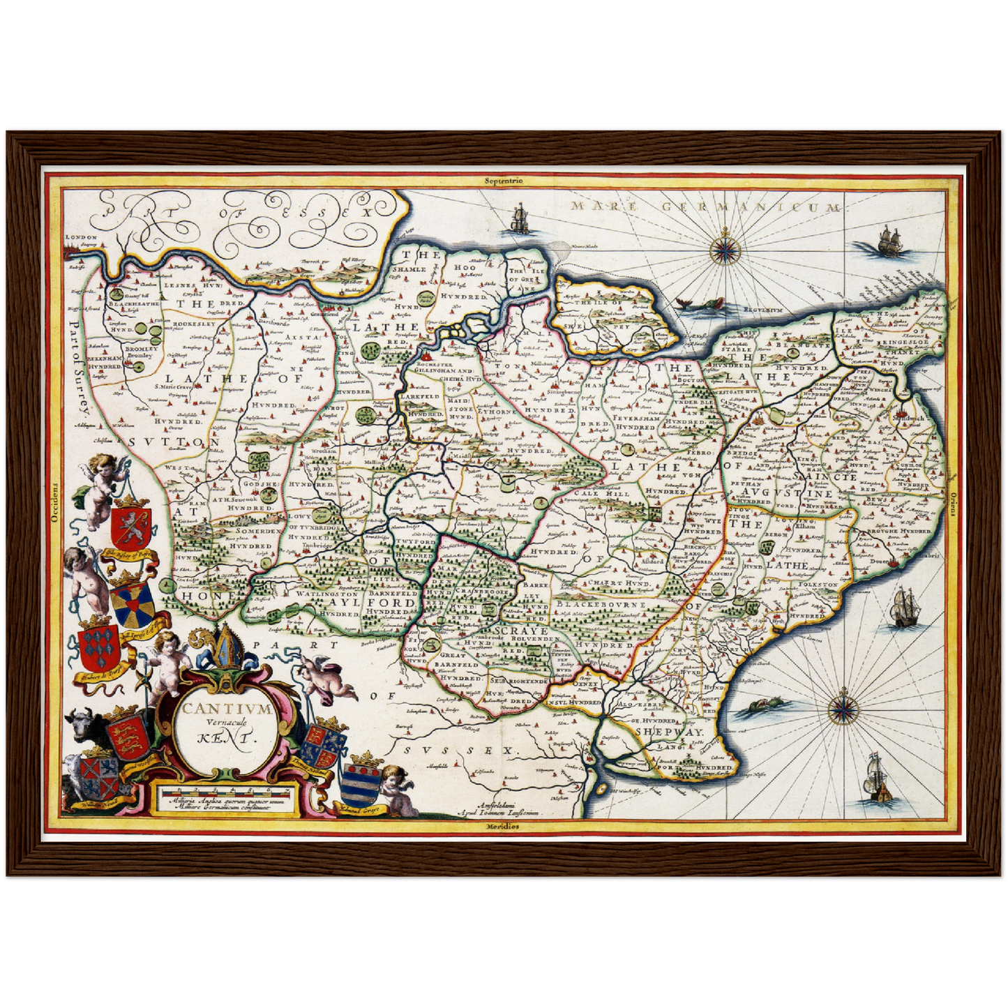 Historische Landkarte Kent um 1646