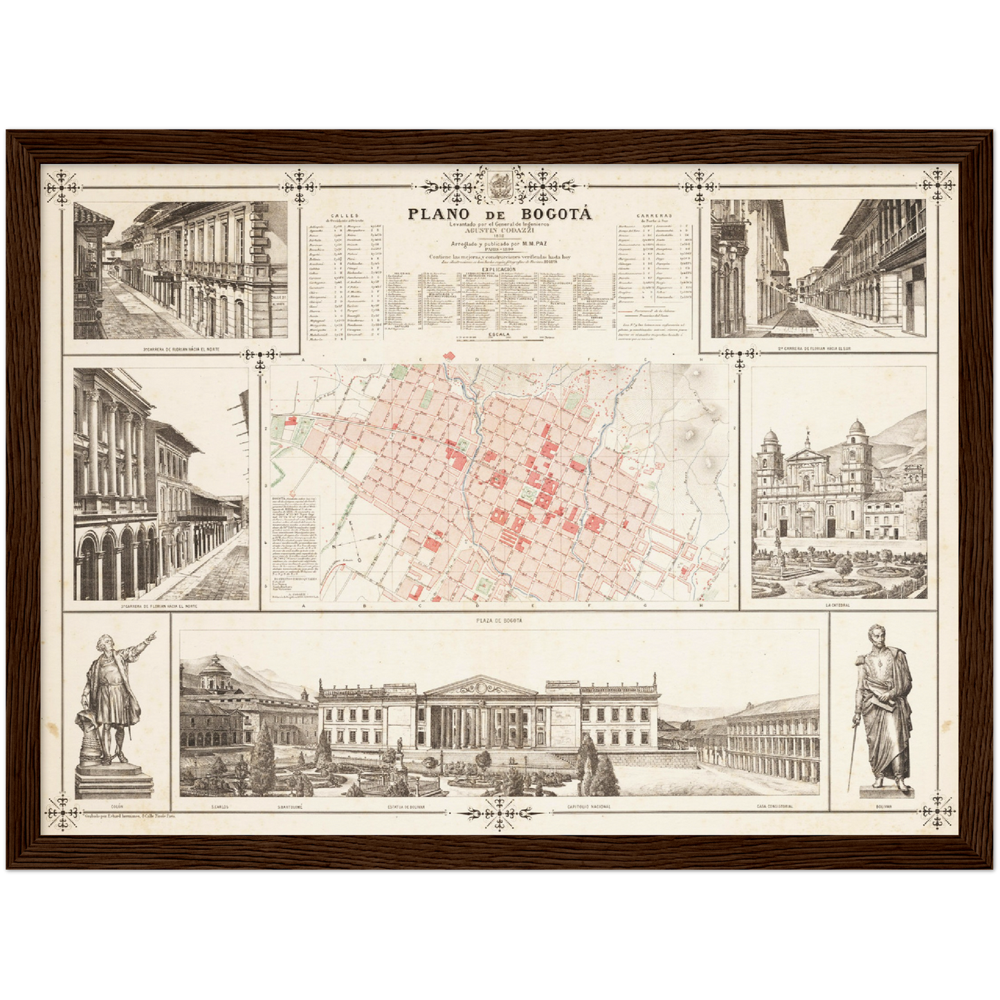 Historischer Stadtplan Bogota um 1890