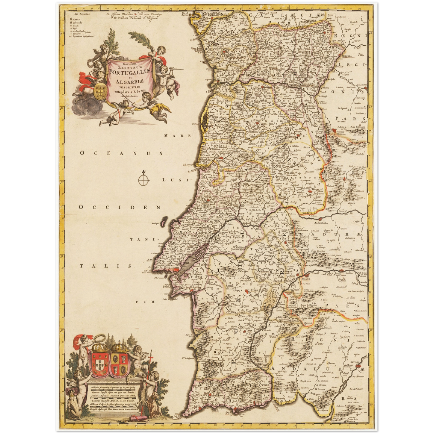 Historische Landkarte Portugal um 1698